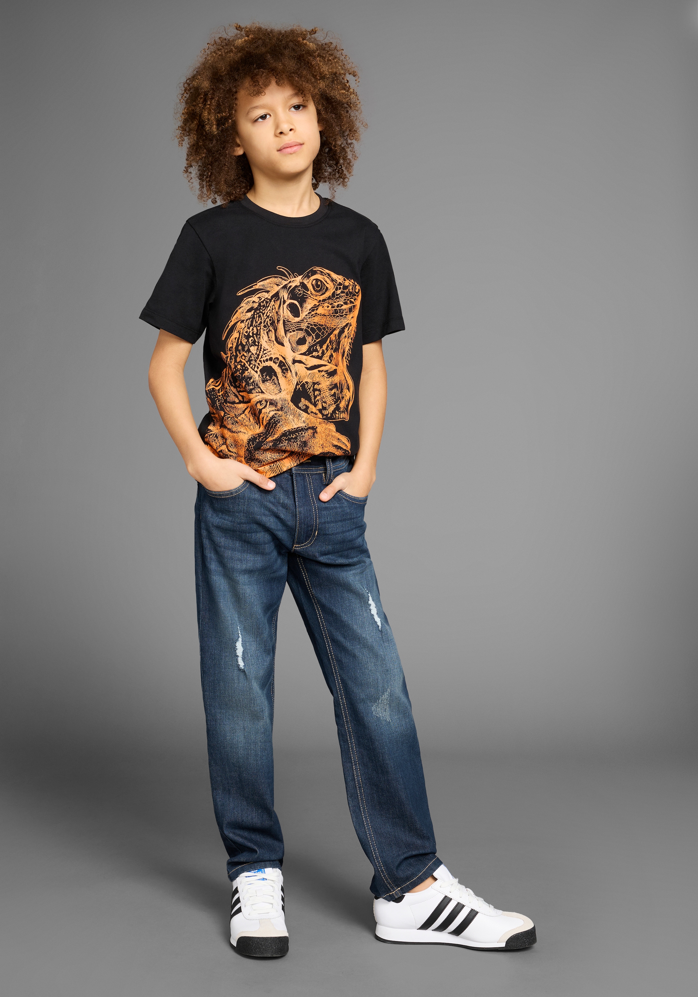 KIDSWORLD T-Shirt »GECKO«, Kurzarm, Basic-Passform, bedruckt, Rundhalsausschnitt