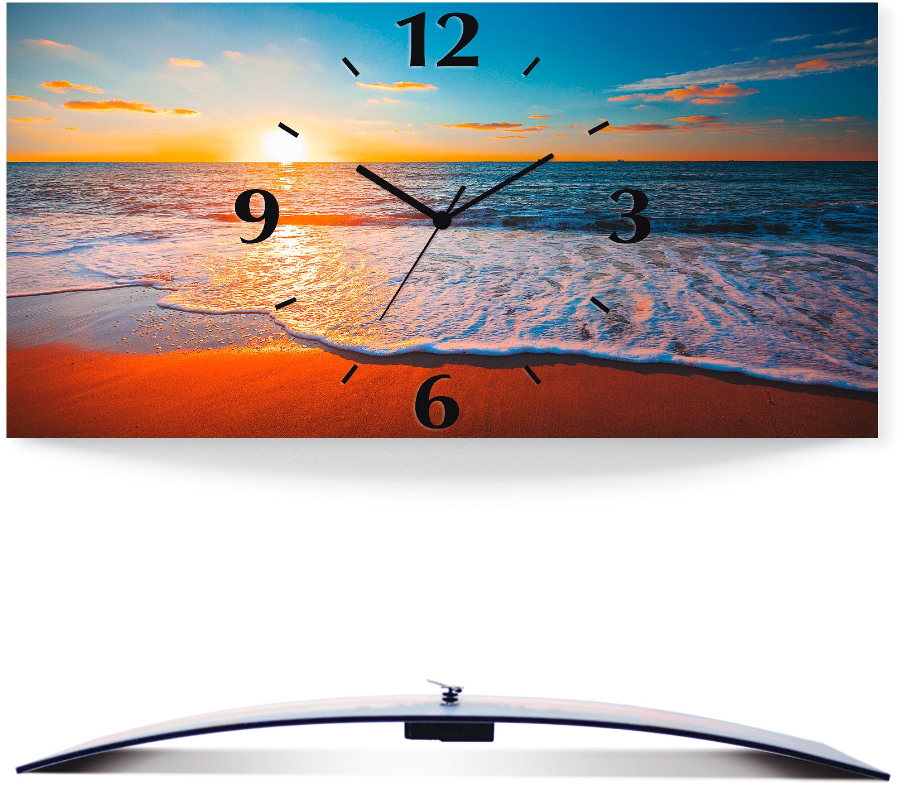 Artland Wanduhr "Sonnenuntergang und das Meer" wahlweise mit Quarz- oder Funkuhrwerk, lautlos ohne Tickgeräusche