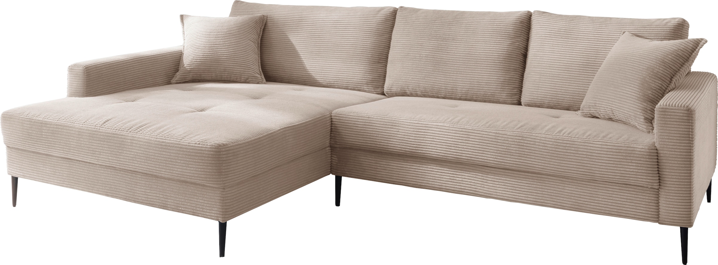 Trends by HG Ecksofa »Summer L-Form«, in Cord-Stoff mit Metallfuss