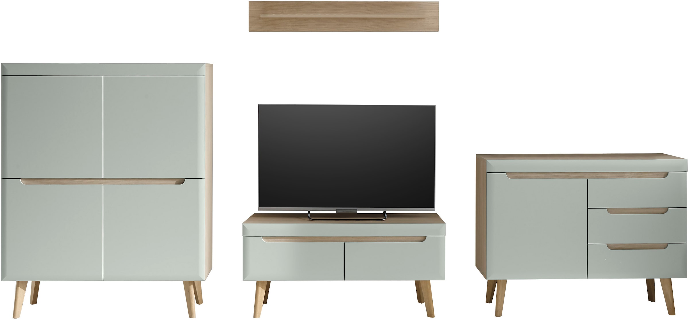 INOSIGN Wohnwand »Torge, Anbauwand, Schrankwand, Mediawand, Wohnzimmer-Set«, (4 St.), enthält Lowboard, Sideboard, Highboard + Wandboard, 361 cm breit