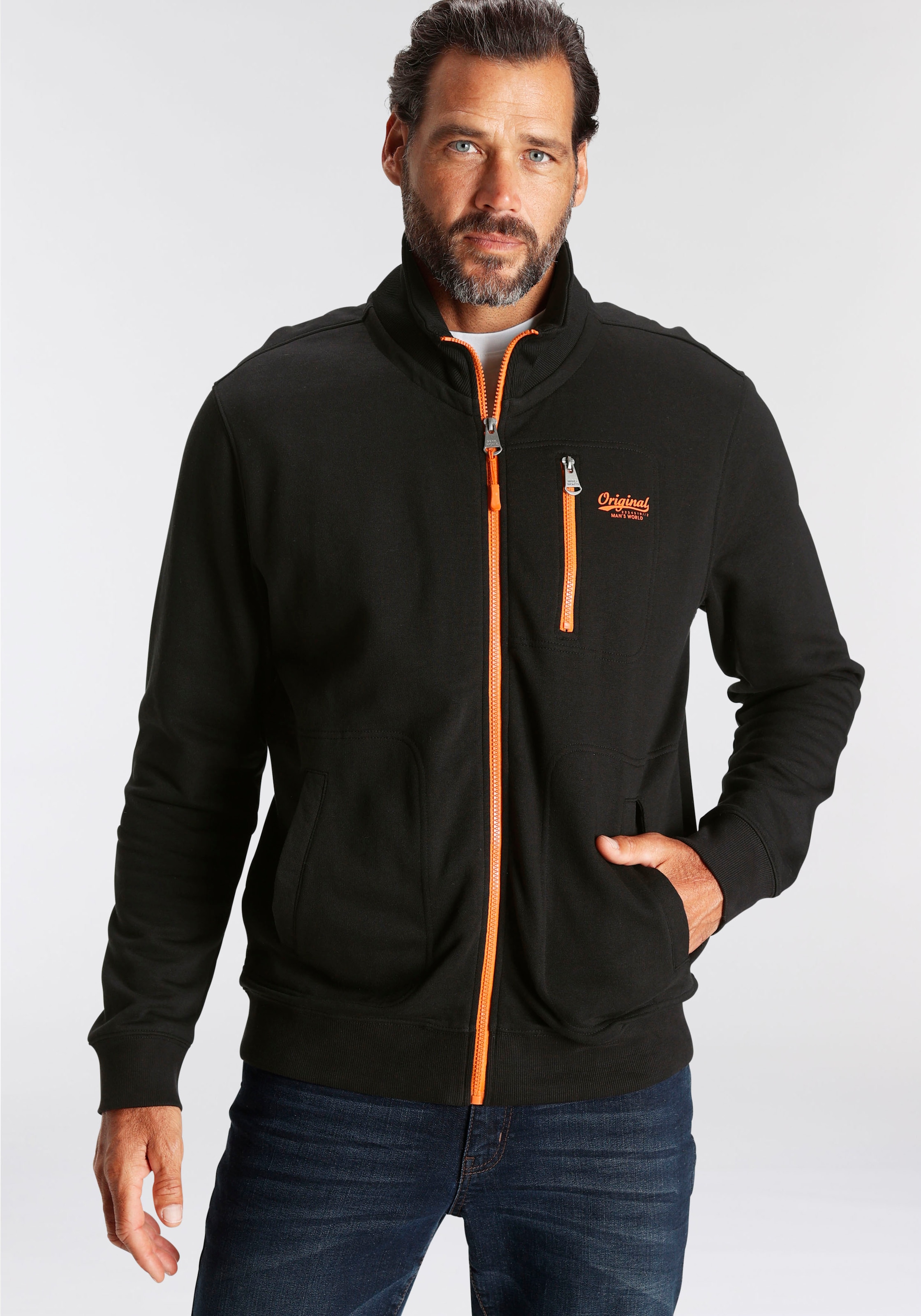 Man's World Sweatjacke, mit kontrastfarbigem Reissverschluss