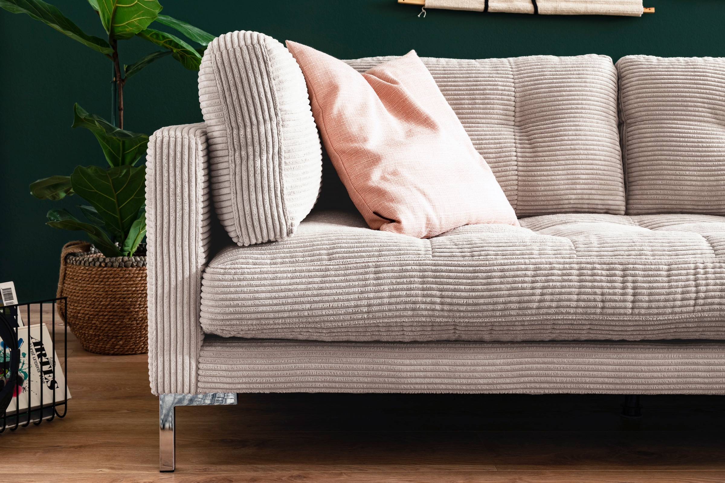 Trends by HG Ecksofa »Landau L-Form«, in Cord-Stoff mit Metallfuss