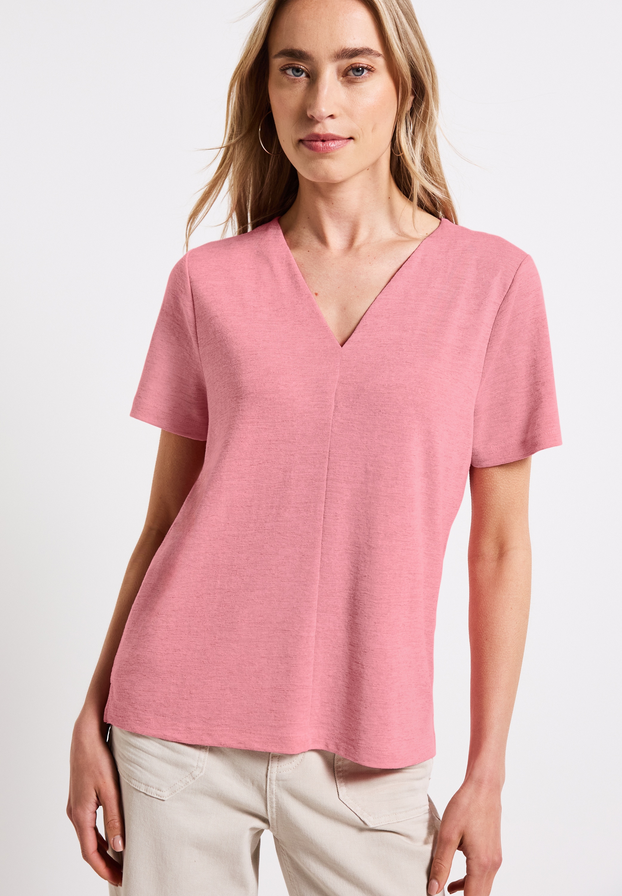 STREET ONE T-Shirt mit V-Ausschnitt