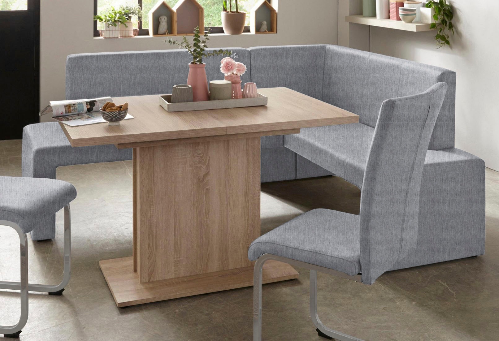 Home affaire Freischwinger »Alex«, (Set), 2 St., Struktur 2, Stuhl belastbar bis 120 Kg, Gestell im Chrom-Look