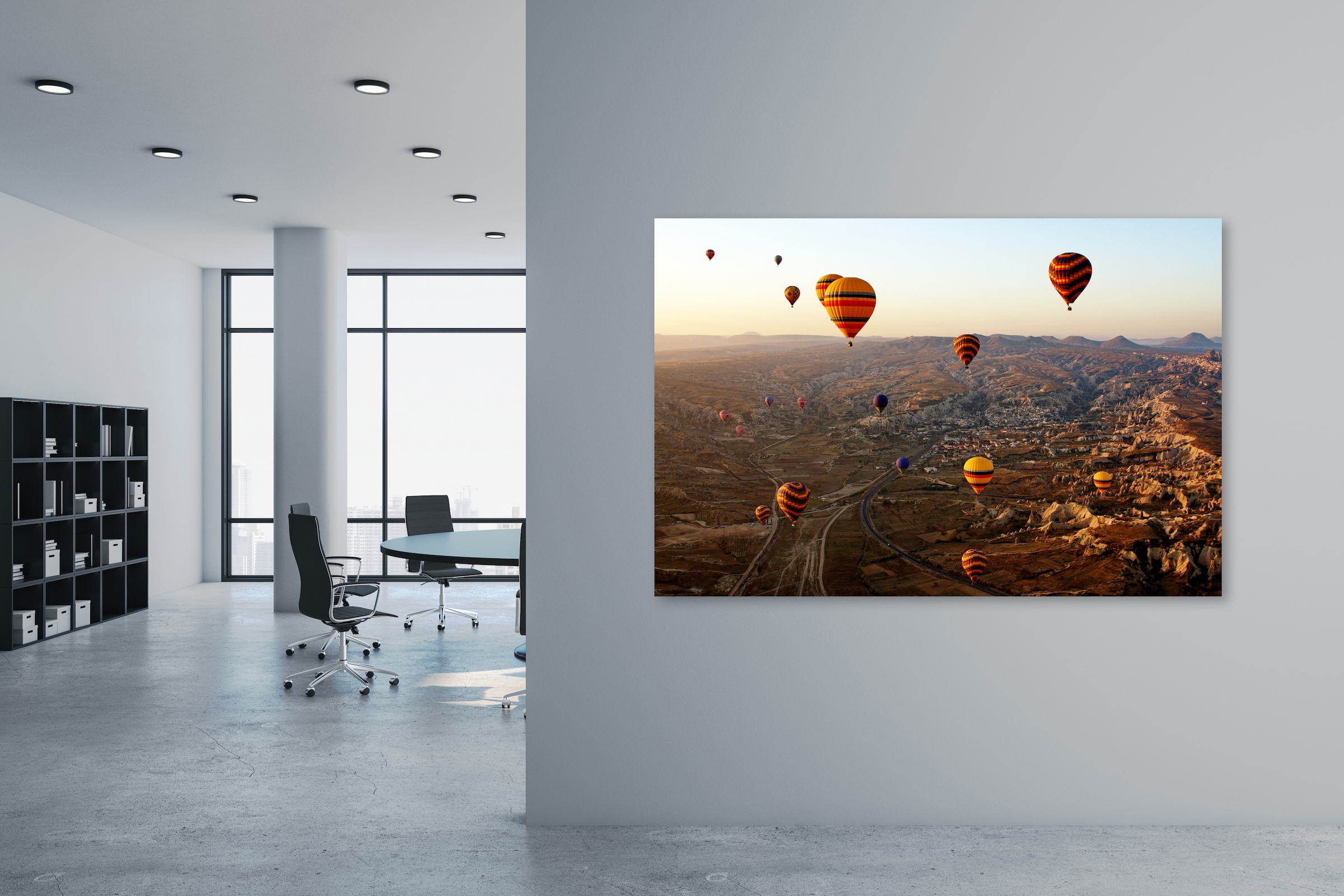 queence Leinwandbild »Ballonfahrt«, Heissluftballon-Spa-Himmel, (1 St.), Akustikbild mit sehr guten Schallabsorptions-Eigenschaften