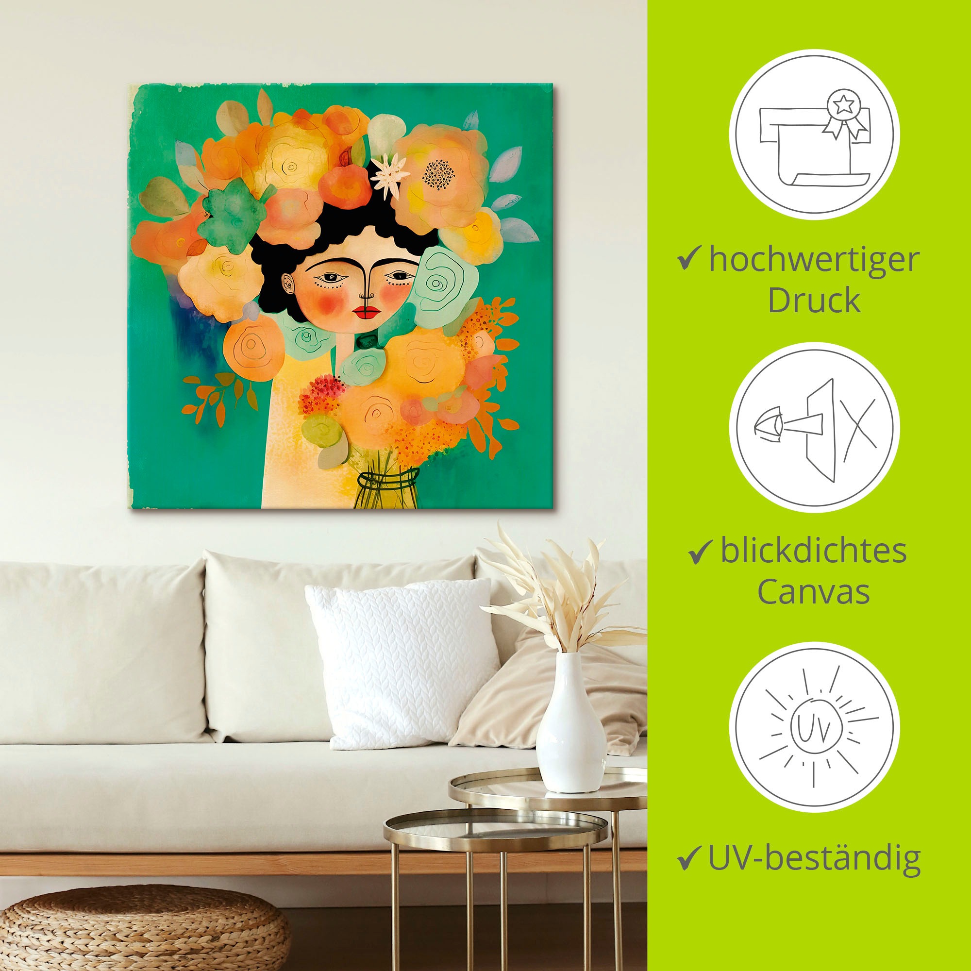 Artland Wandbild "Das Flüstern der Blüte" Bilder von Frauen 1 Stk. tlg. als Alubild, Leinwandbild, Poster, Wandaufkleber in verschied. Größen
