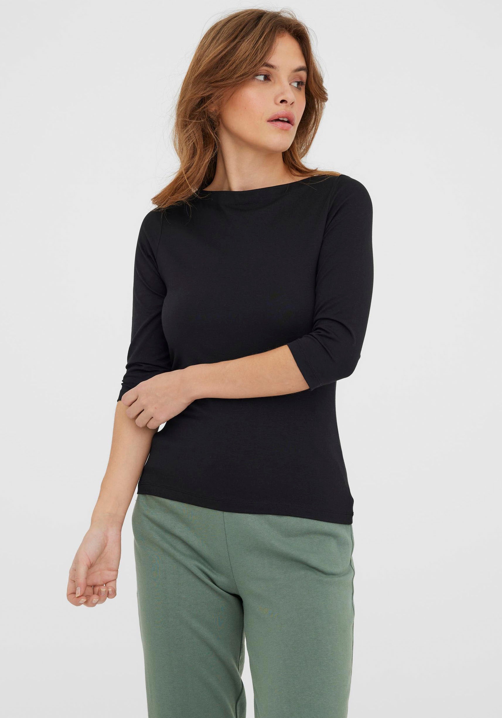 Vero Moda 3/4-Arm-Shirt "VMPANDA MODAL 3/4 TOP JRS NOOS" Baumwollmischung, regular fit