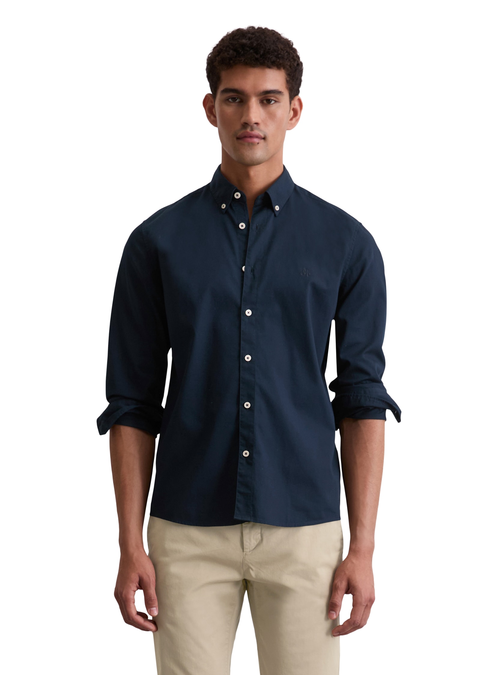 Marc OPolo Langarmhemd regular fit aus Bio-Baumwolle, Button-down-Kragen, mit Struktur