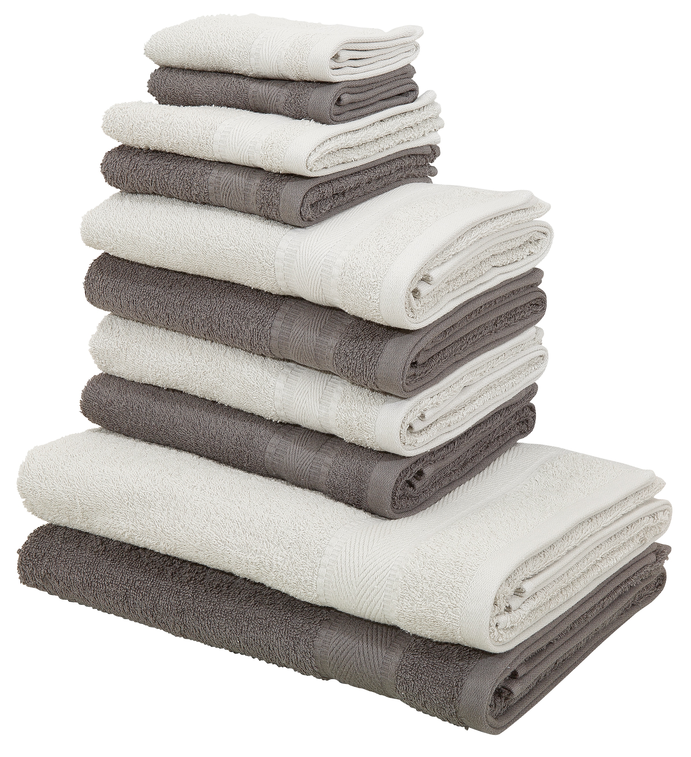 my home Handtuch Set »Afri«, Baumwolle, Walkfrottee, Handtücher 100% tlg., 10 Jelmoli-Versand Bordüre aus weich, online | zweifarbig, mit kaufen Set