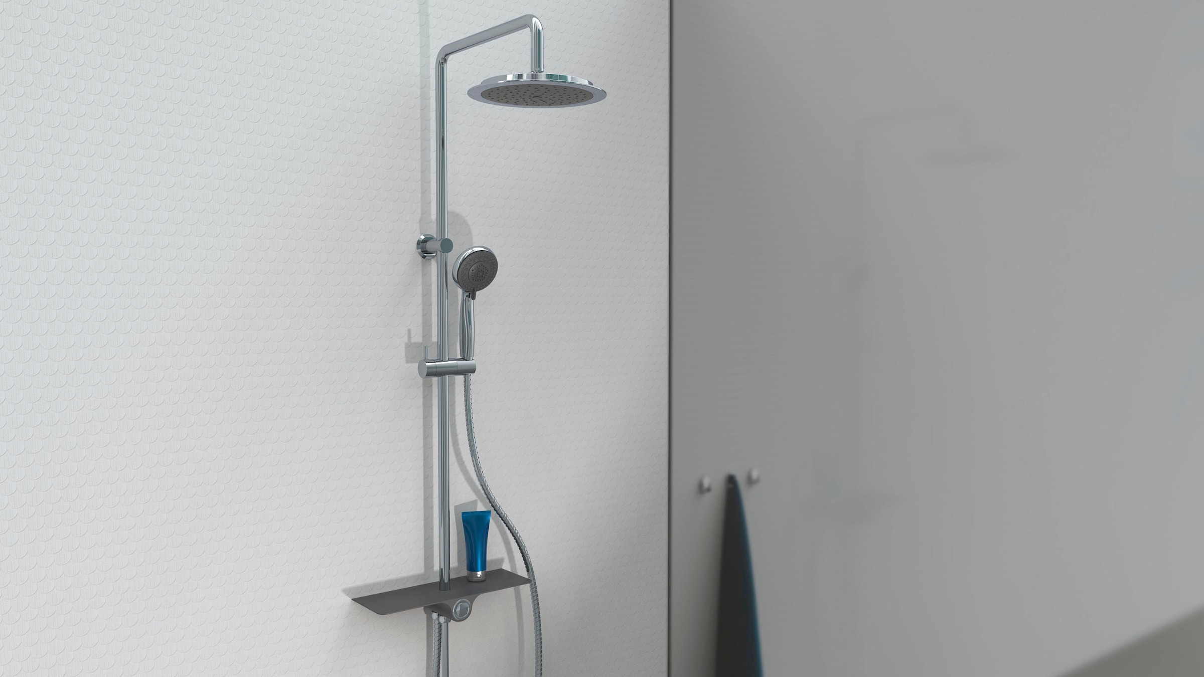 Schütte Brausegarnitur »Aquastar«, Regendusche ohne Armatur, Duschsystem mit Ablage, mit 5 Funktionen