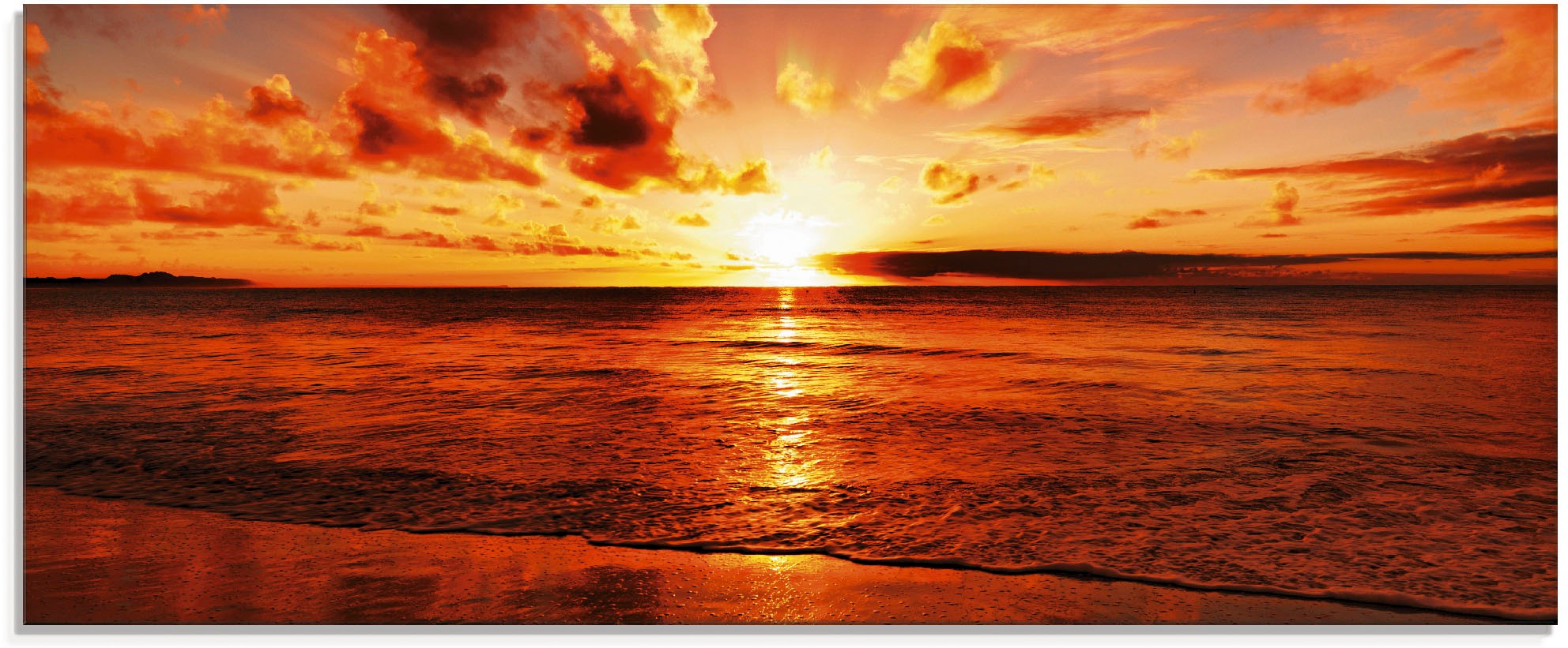 Leinwandbild, Ozean«, auch geeignet vom Bilder / & (1 & »Roter Sonnenuntergang / in Wandbild am Wandaufkleber Badezimmer -aufgang - online Outdoorbild, Wandtattoo Stück), Sonnenuntergang vielen Grössen Poster, Artland für kaufen Alubild Produktarten
