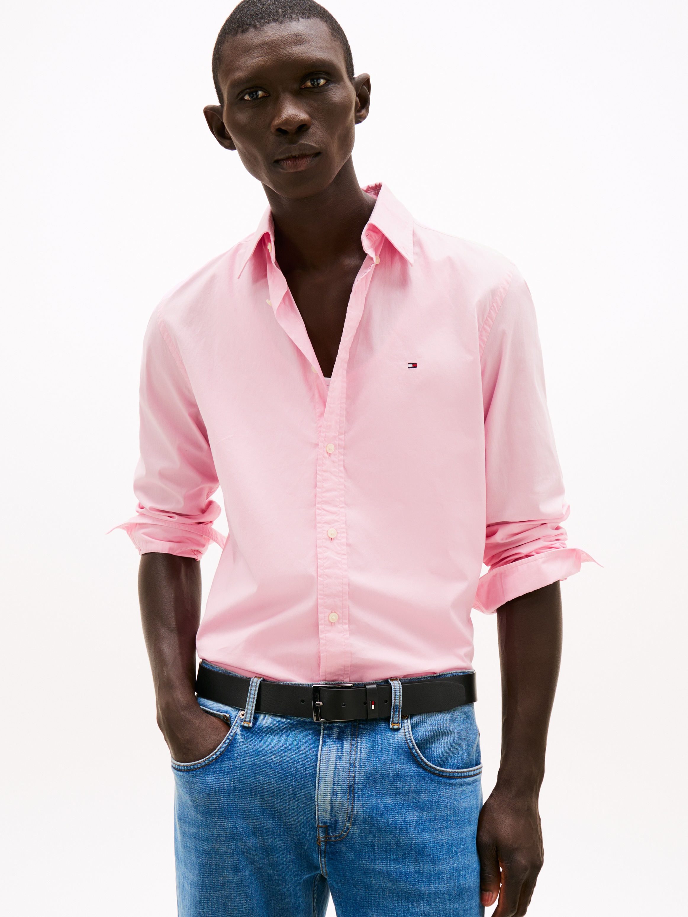 Tommy Hilfiger Businesshemd »FLEX POPLIN SOLID RF SHIRT mit Button-down und Rückenfalte«, unifarben, klassisch, regular fit, Baumwolle, Kragen