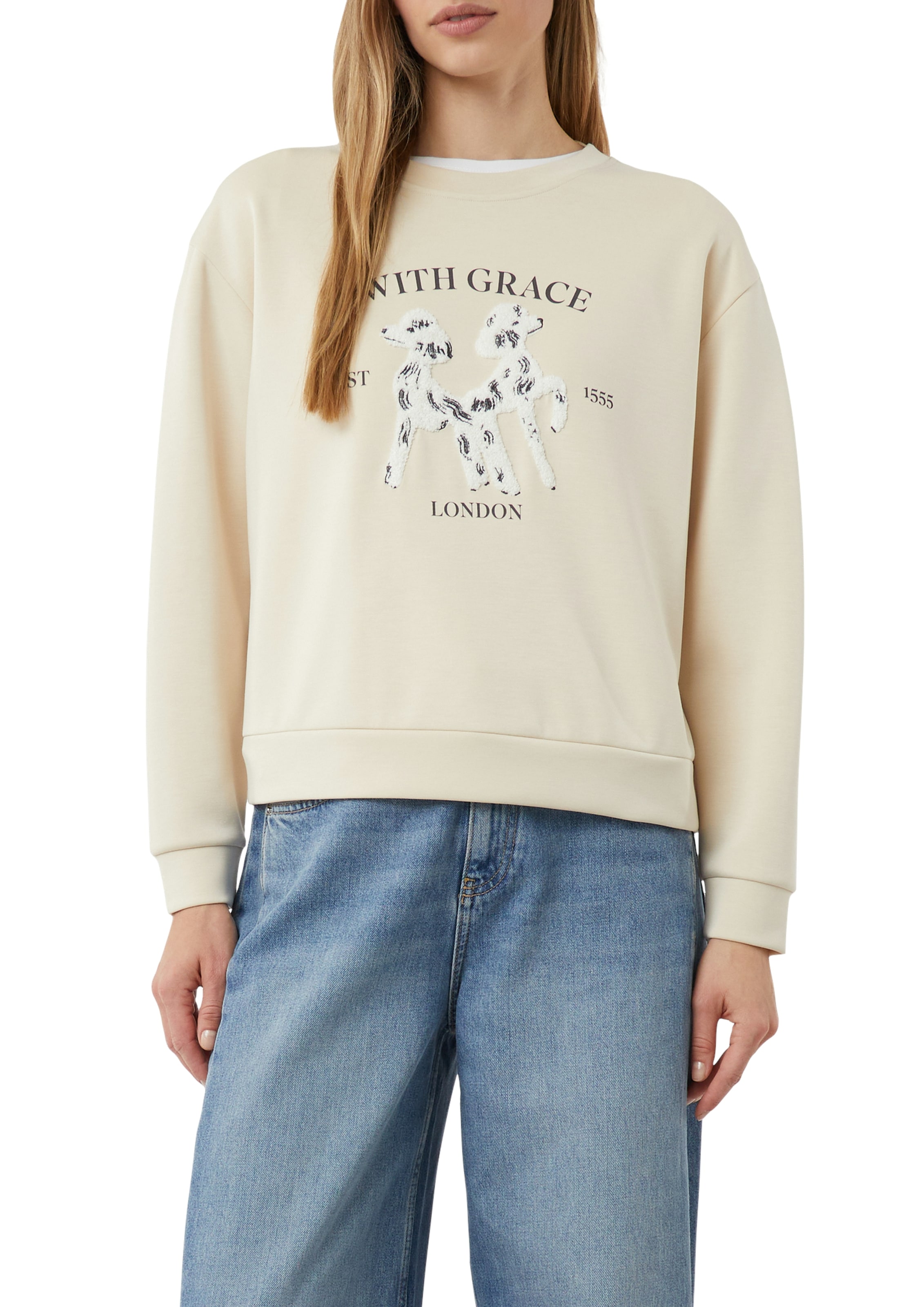 Comma Sweatshirt, mit Print und Aufnähern