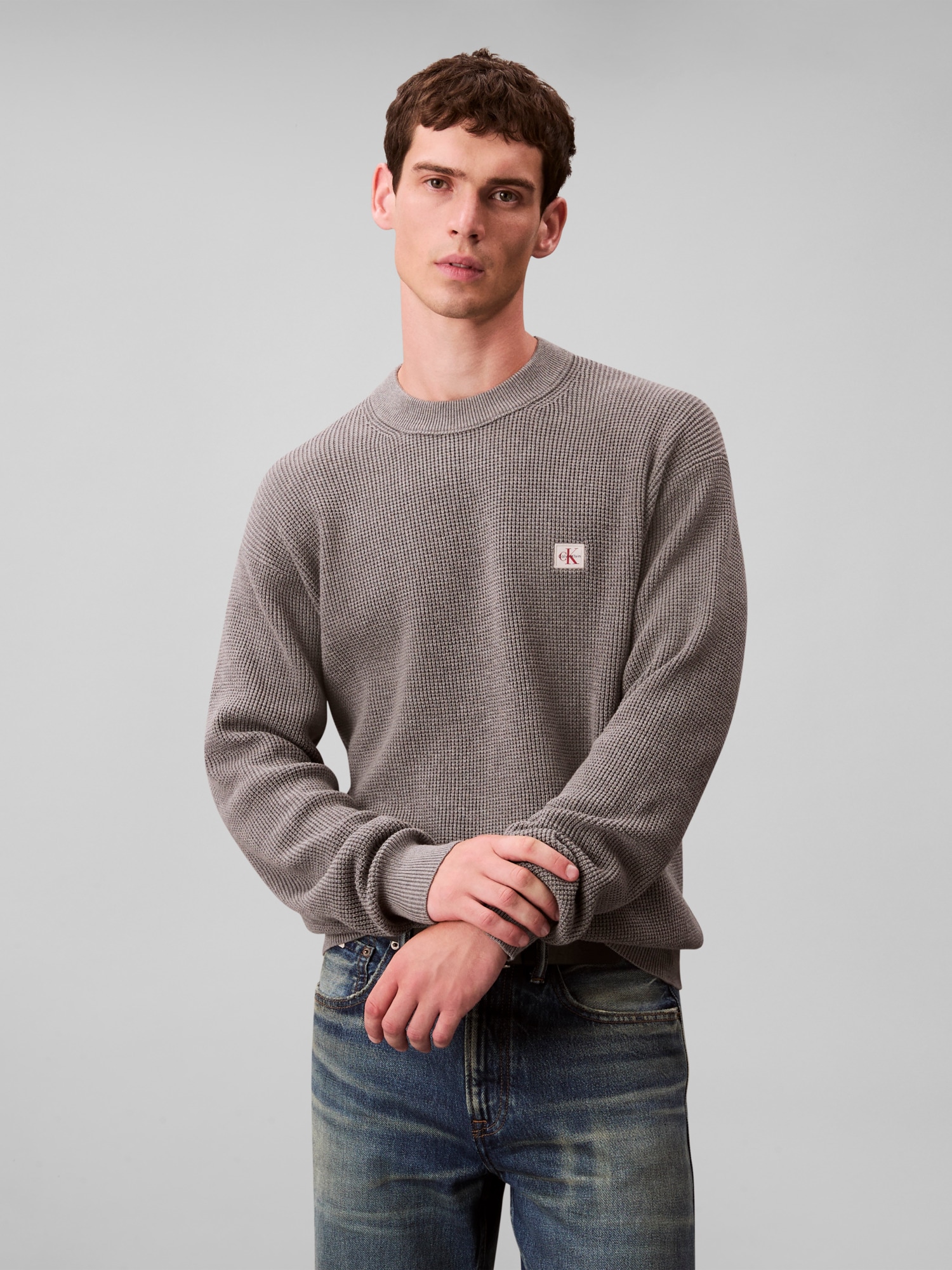 Calvin Klein Jeans Rundhalspullover »LS EZ COTTON WAFFLE CRWNK SWTR 9« Rundhalsausschnitt, regular fit