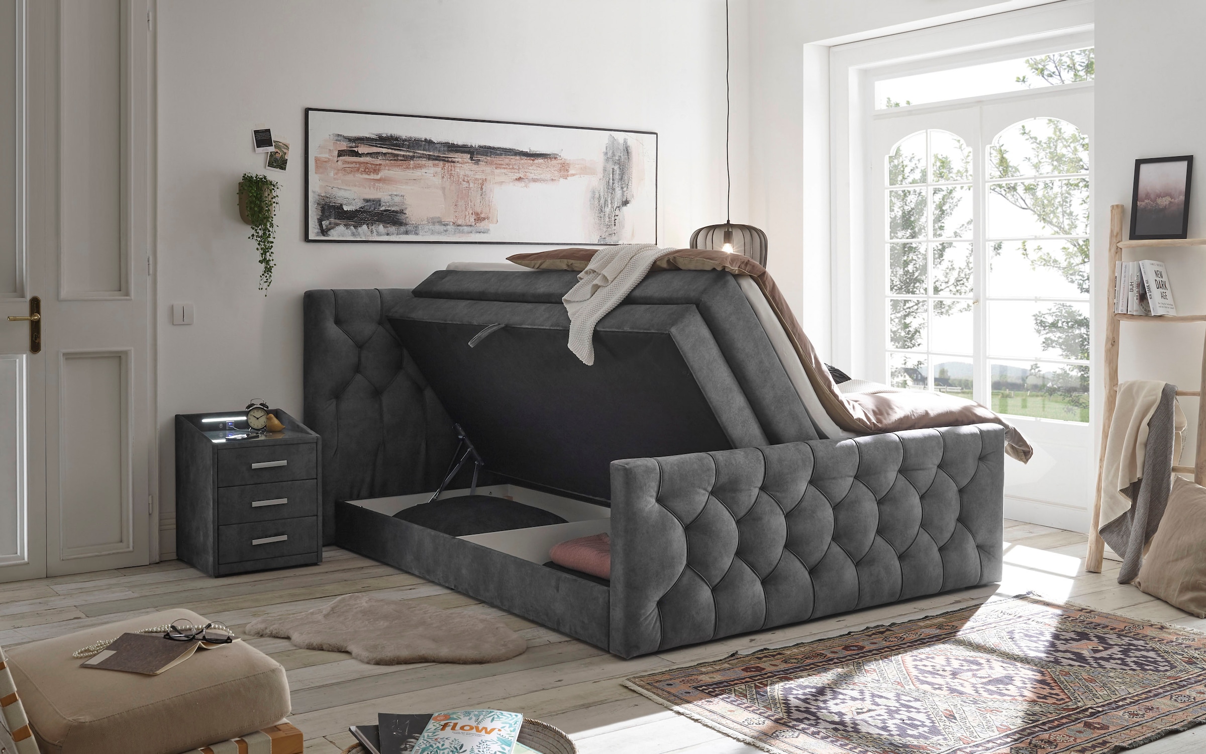 ED EXCITING DESIGN Boxspringbett Cashfield, inkl. einem Topper mit Klimaband und zwei Bettkästen      (74)