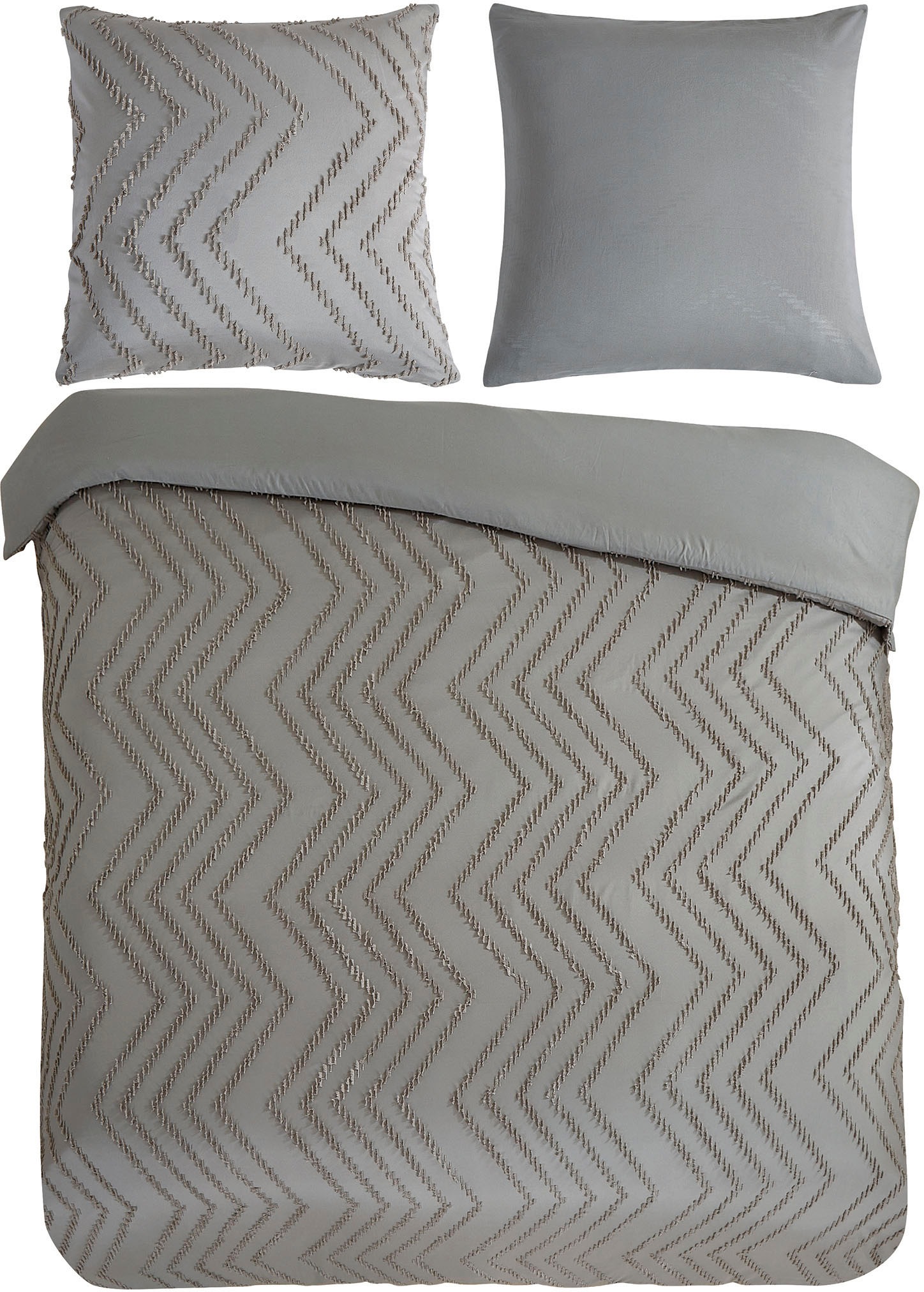PURE luxury collection Bettwäsche »Zigzag«, Mikrofaser, 135x200, 2 Teilig, Pflegeleicht, Reissverschluss, Luxe, Uni