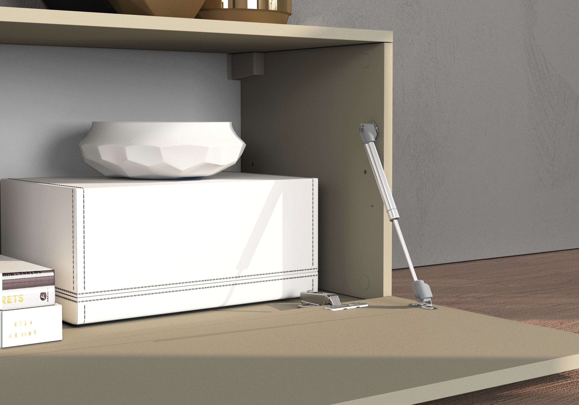 INOSIGN Lowboard »Chronos TV-Board, TV-Schrank«, (1 St., Breite verstellbar von 190 bis 350 cm), Breite 270 cm TV-Board,Lowboard,1 Klappe und ein L-Förmiger Aufsatz