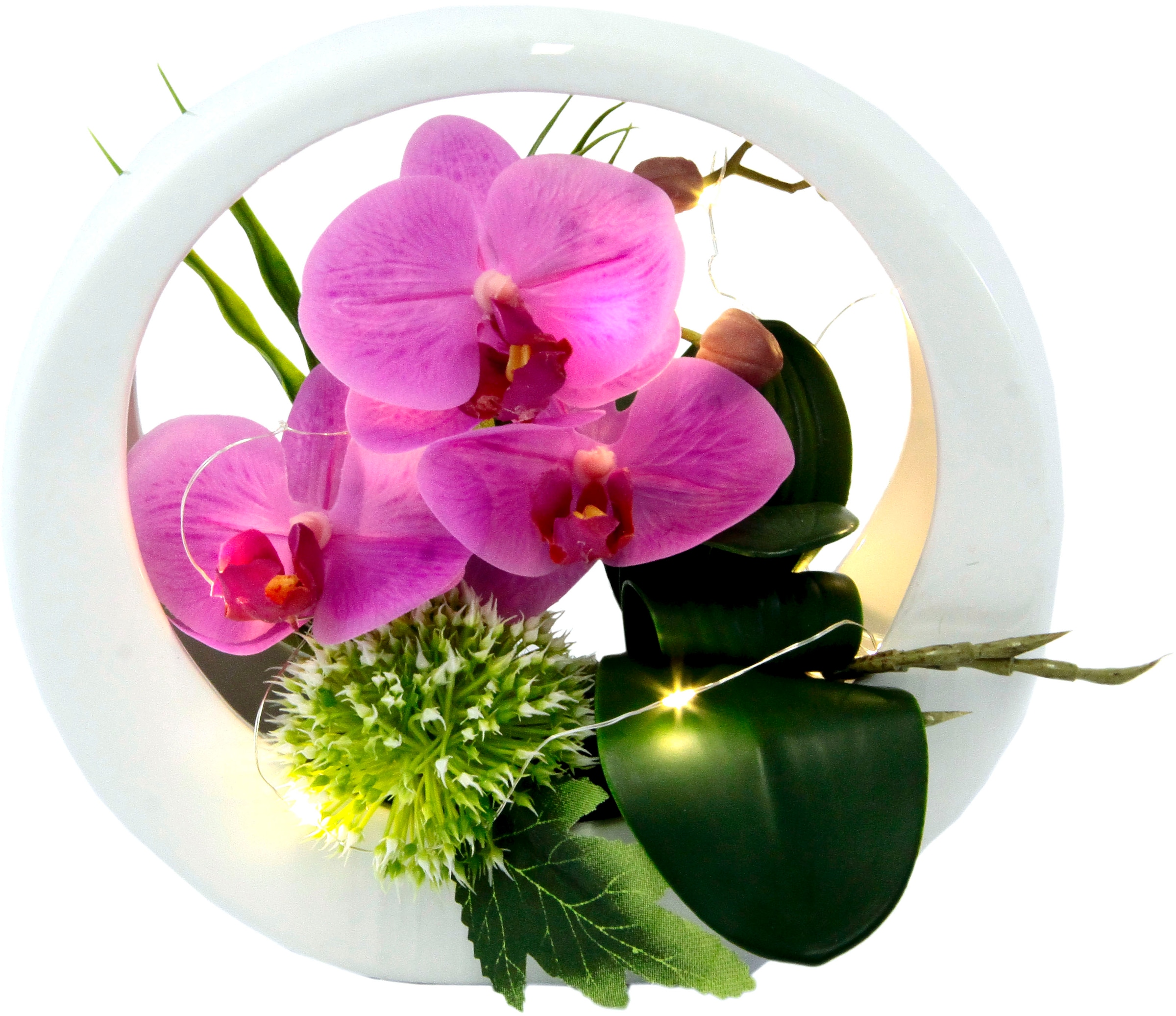 I.GE.A. Kunstorchidee »Orchidee«, im Keramiktopf, mit LED-Beleuchtung