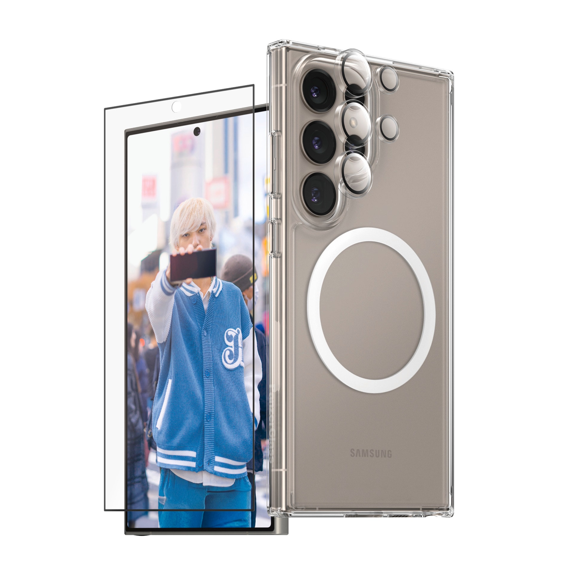CARE by PanzerGlass Displayschutzglas »3-in-1 Protection Set«, für Samsung Galaxy S25 Ultra, Displayschutzfolie, Schutzfolie, Bildschirmschutz, kratz- & stossfest