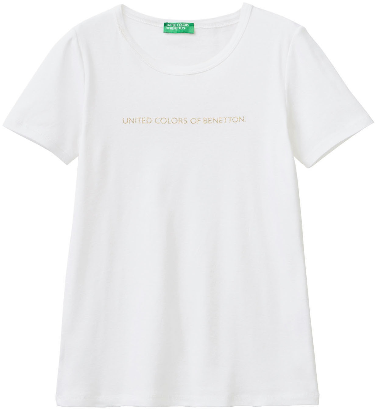 United Colors of Benetton T-Shirt, (1 tlg.), mit glitzerndem Druck