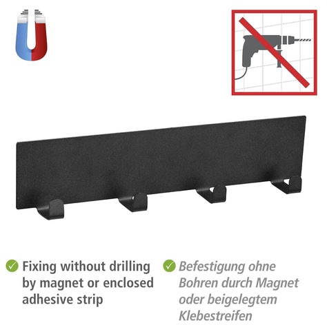 WENKO Wandrollenhalter »Modell Ima«, (Set, 2 St.), magnetischer Küchenrollenhalter und Hakenleiste