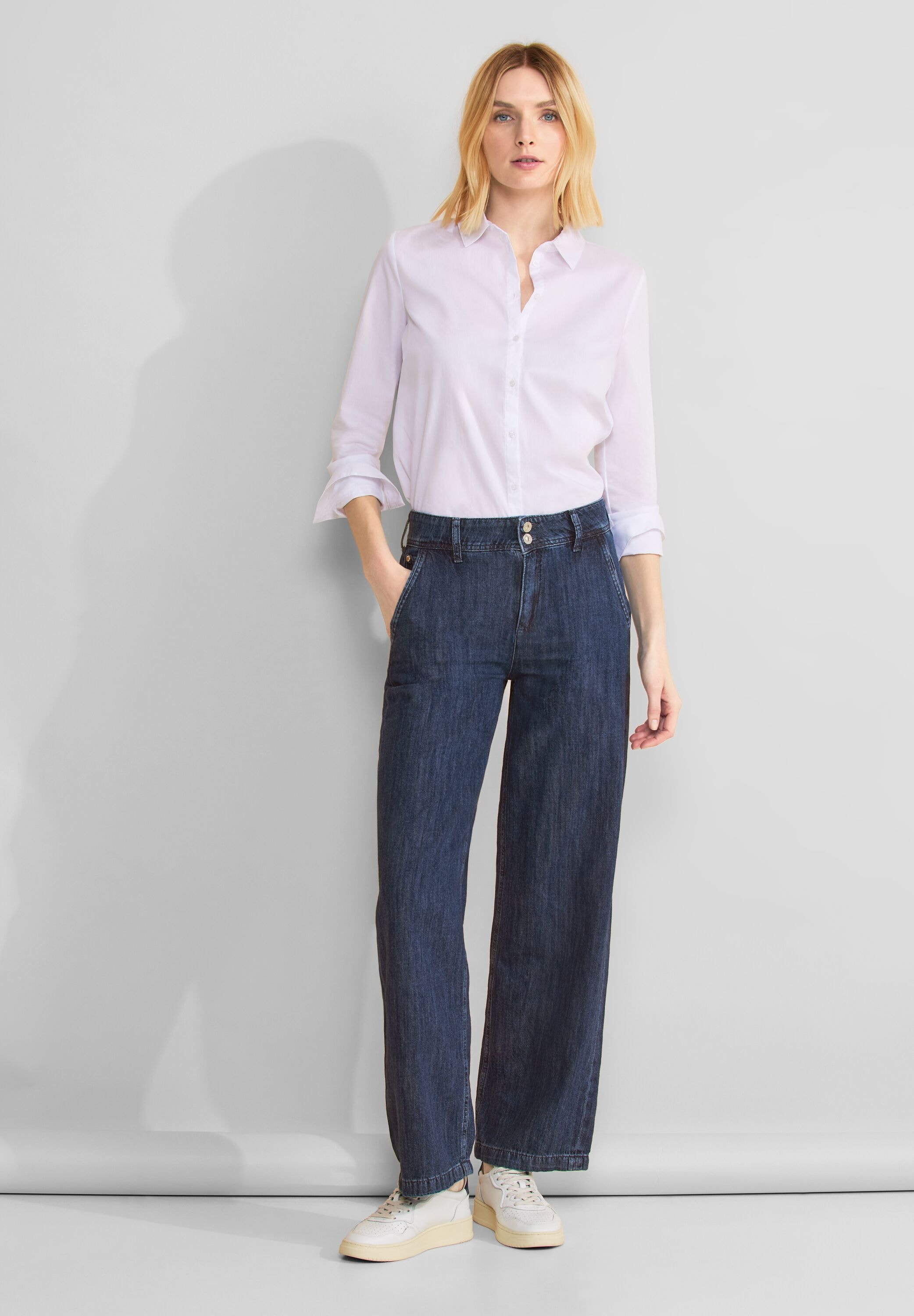 STREET ONE High-waist-Jeans, mit 2-Knopf-Verschluss