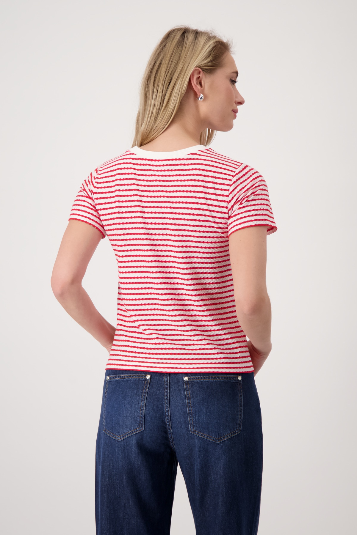 Monari T-Shirt »Shirt Struktur«, Mit Rundhalsausschnitt