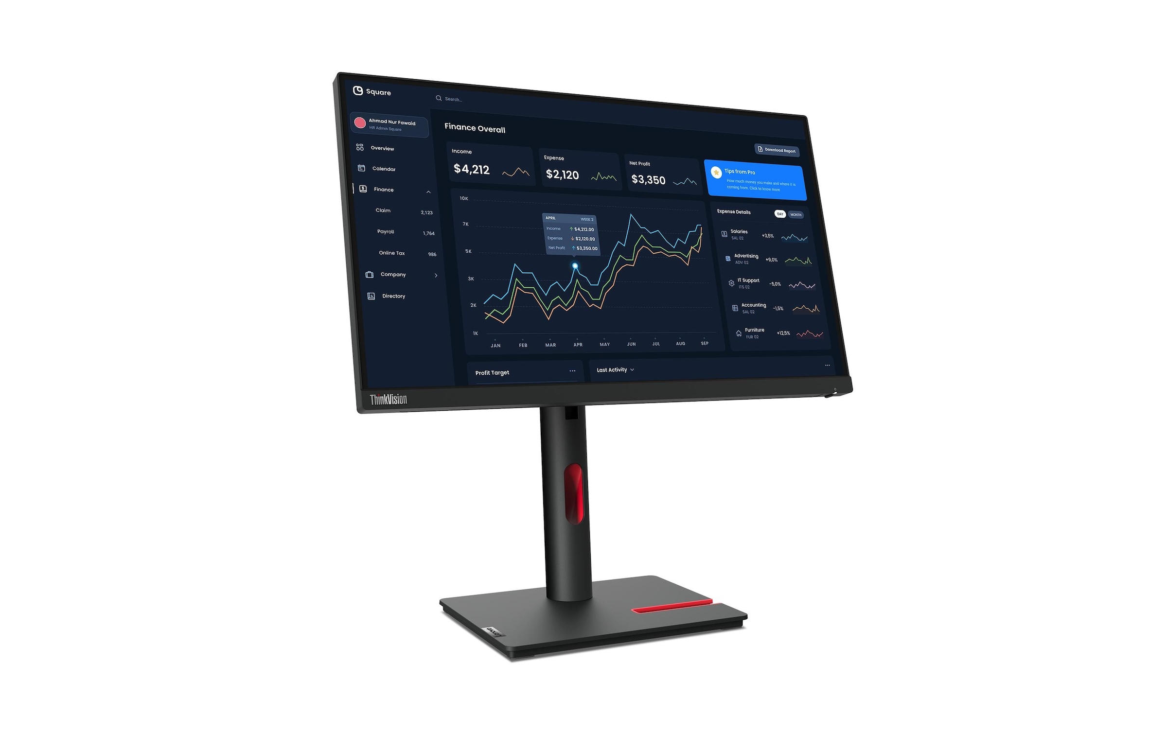 Lenovo LCD-Monitor »ThinkVision T22i-30«, 54,395 cm/21,5 Zoll, 1920 x 1080 px, Full HD, 60 Hz