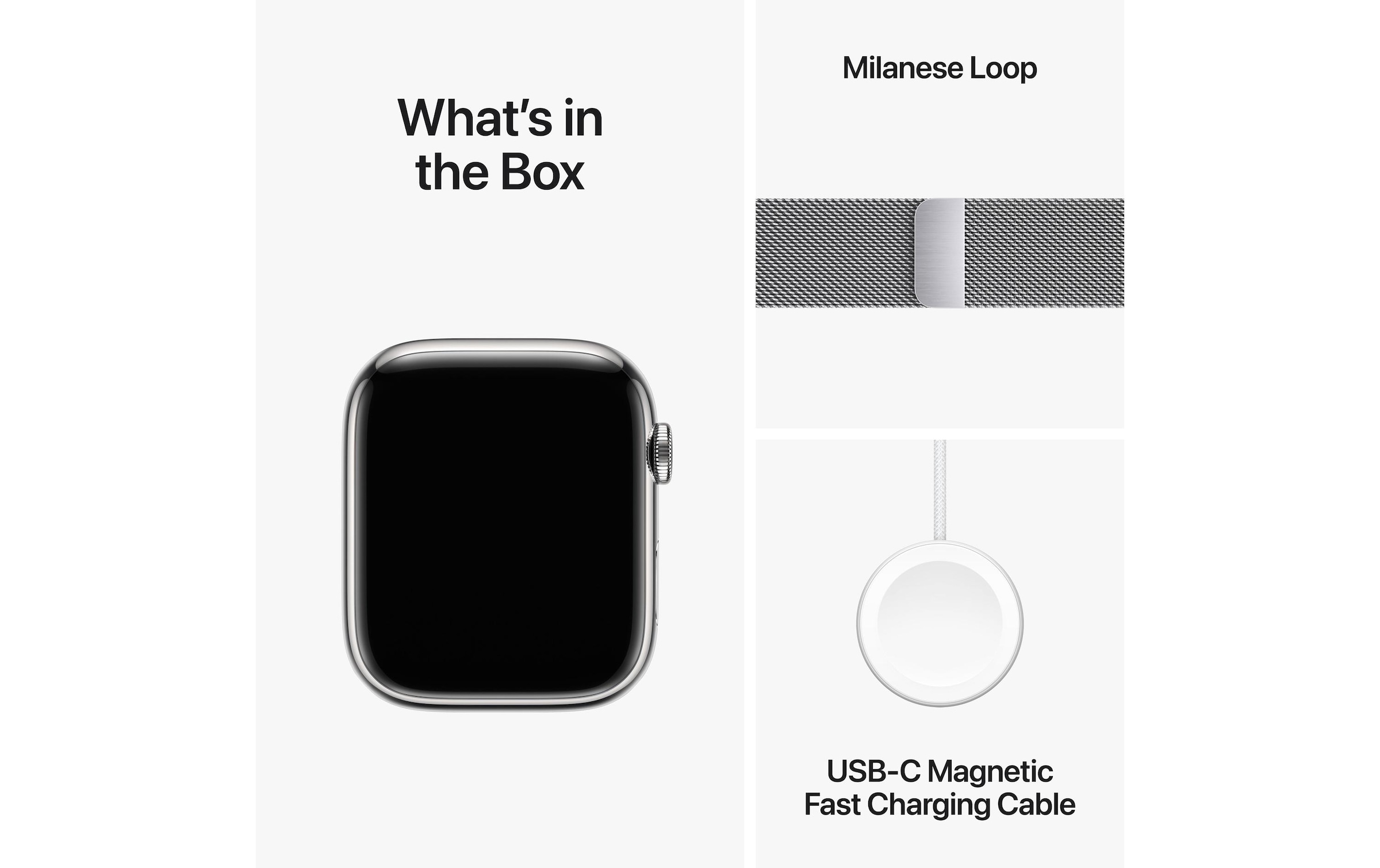 Apple Smartwatch »Series 9, GPS + Cellular, Edelstahl-Gehäuse mit Milanaise Armband«, Watch OS 10, 64 GB,)