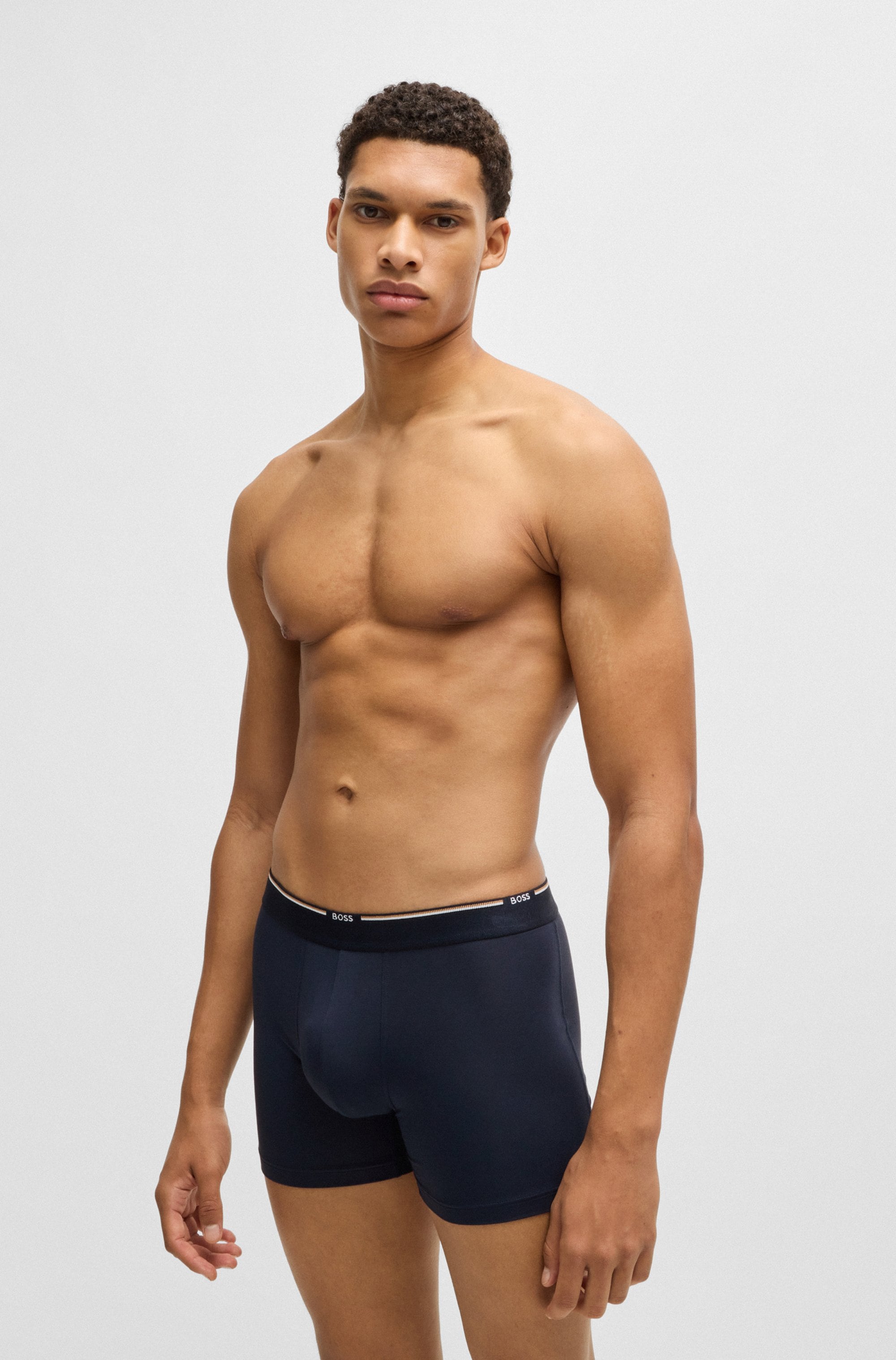BOSS Boxer »Boxer Brief 3P Bamboo«, (Packung, 3 St.), mit Logoschriftzug auf dem Bund