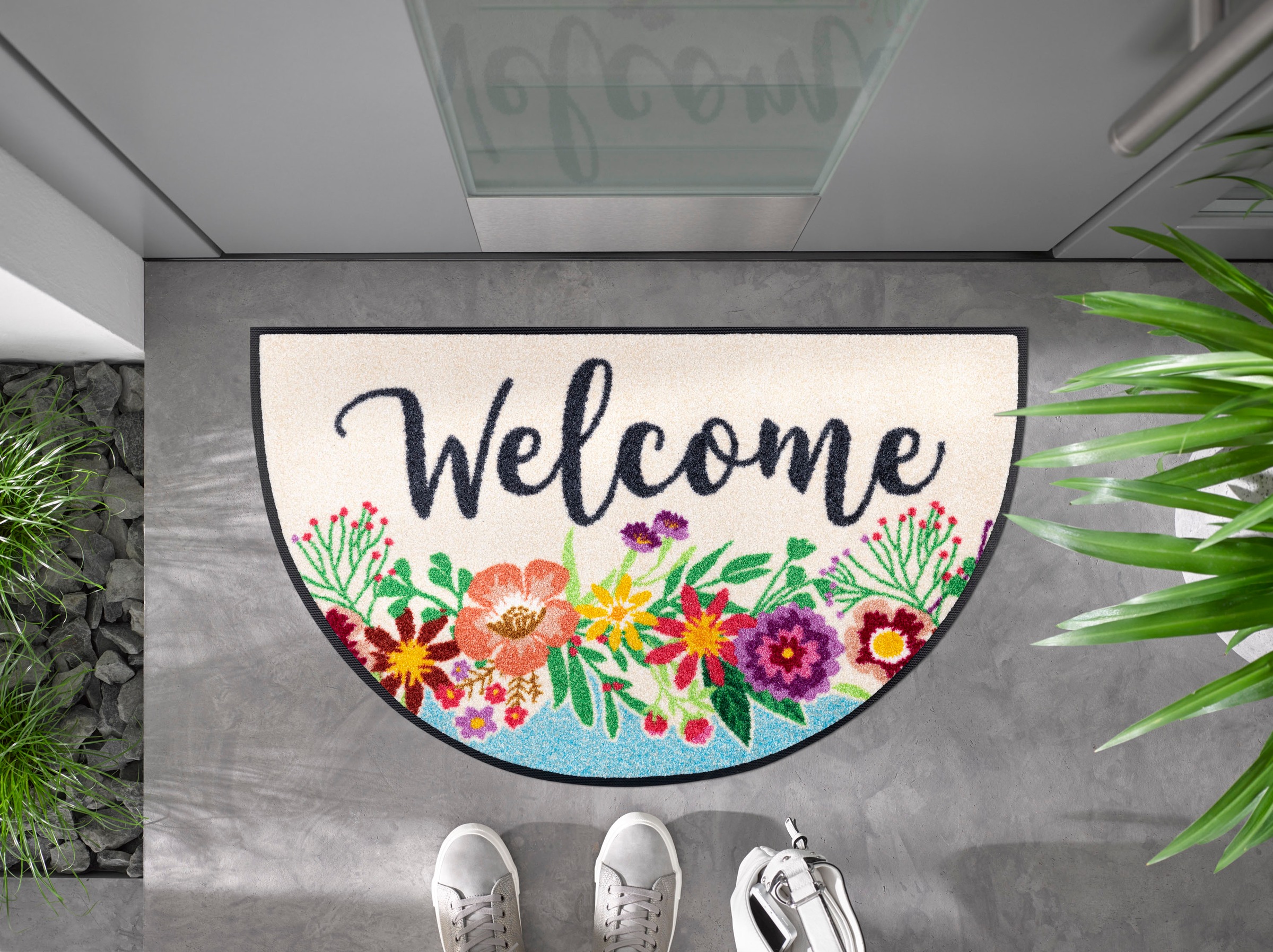 wash+dry by Kleen-Tex Fussmatte »Round Welcome Blooming«, halbrund,  Schmutzfangmatte, Motiv Blumen, mit Spruch, rutschhemmend, waschbar online  bestellen | Jelmoli-Versand
