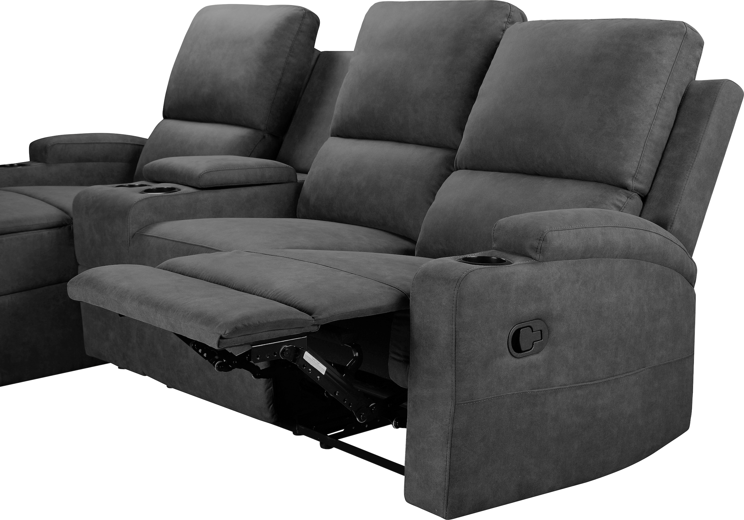 Home affaire Ecksofa »NAPORI Multimediasofa, 3er Kinosessel XXL, L-Form, 3 Bezugsstoffe«, Kinosofa mit Relaxfunktion, Getränkehalter, Staufach und Staukasten
