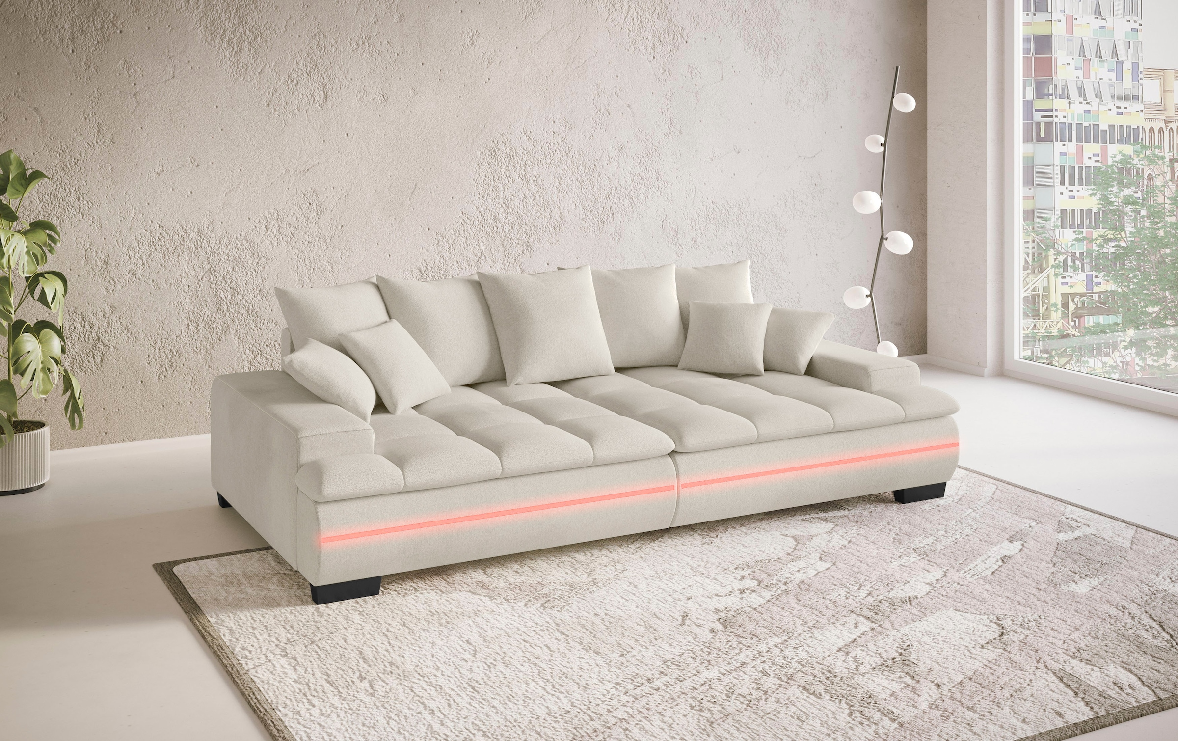 Mr. Couch Big-Sofa »Haiti II RGB-LED«, RGB-LED Beleuchtung, mit Handwerklich gearbeiteter Komfort-Steppung