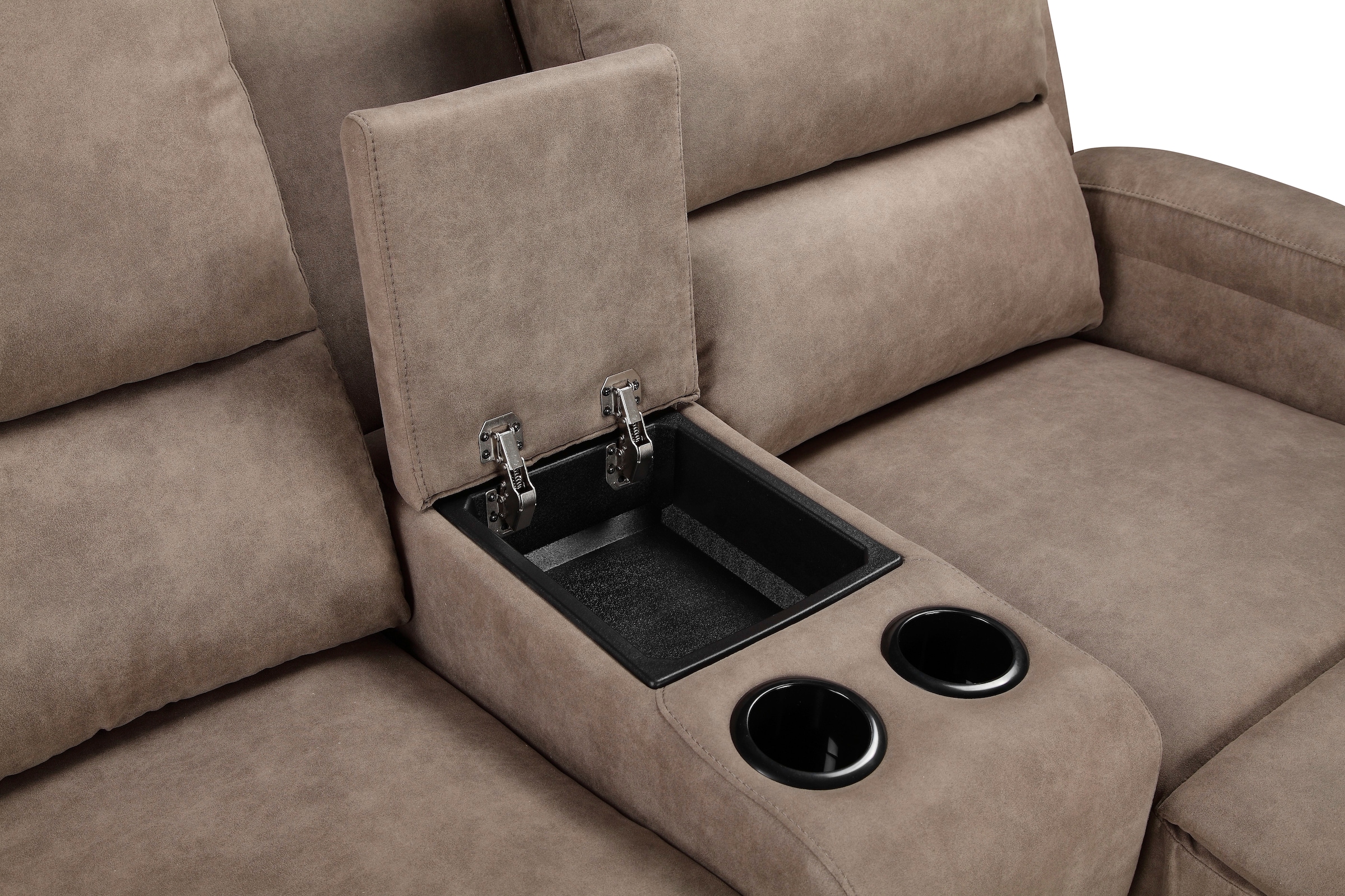Home affaire Ecksofa »NAPORI Multimediasofa, 3er Kinosessel XXL, L-Form, 3 Bezugsstoffe«, Kinosofa mit Relaxfunktion, Getränkehalter, Staufach und Staukasten