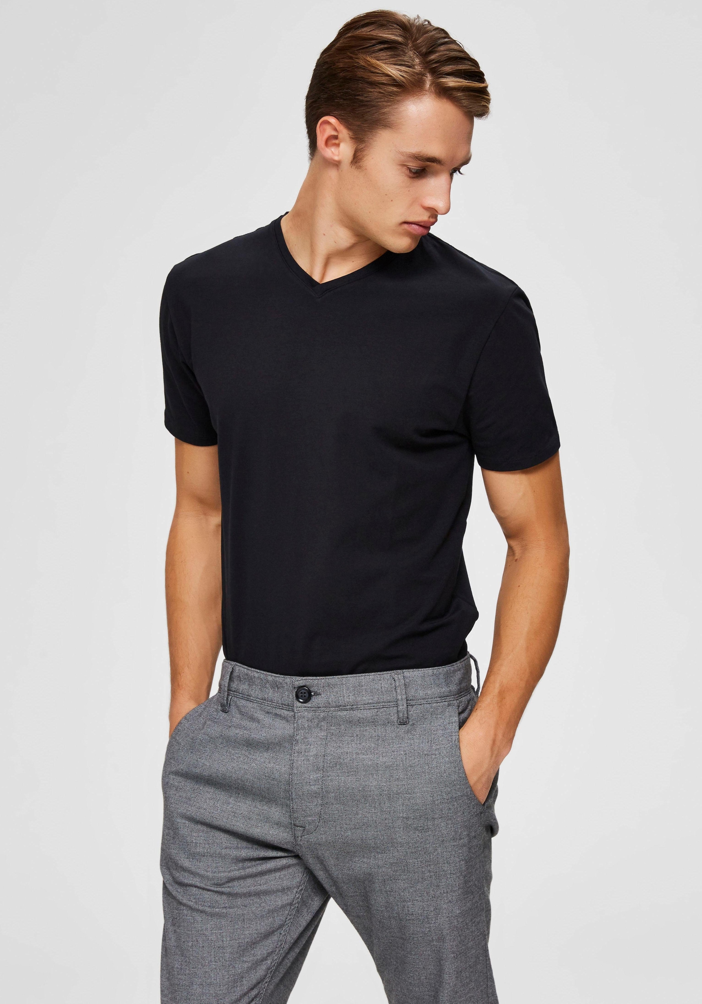 SELECTED V-Shirt »SLHNEWPIMA SS V-NECK TEE B NOOS«