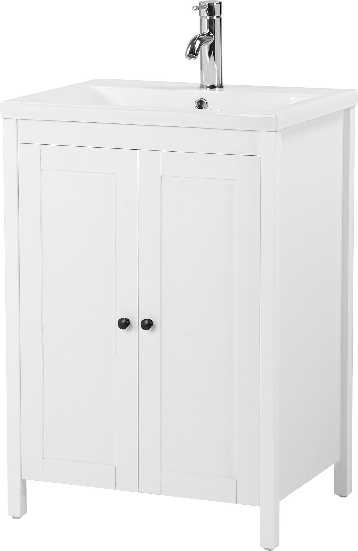 welltime Waschtisch Badmöbel inkl. Keramikbecken, Breite 60 cm mit Türen