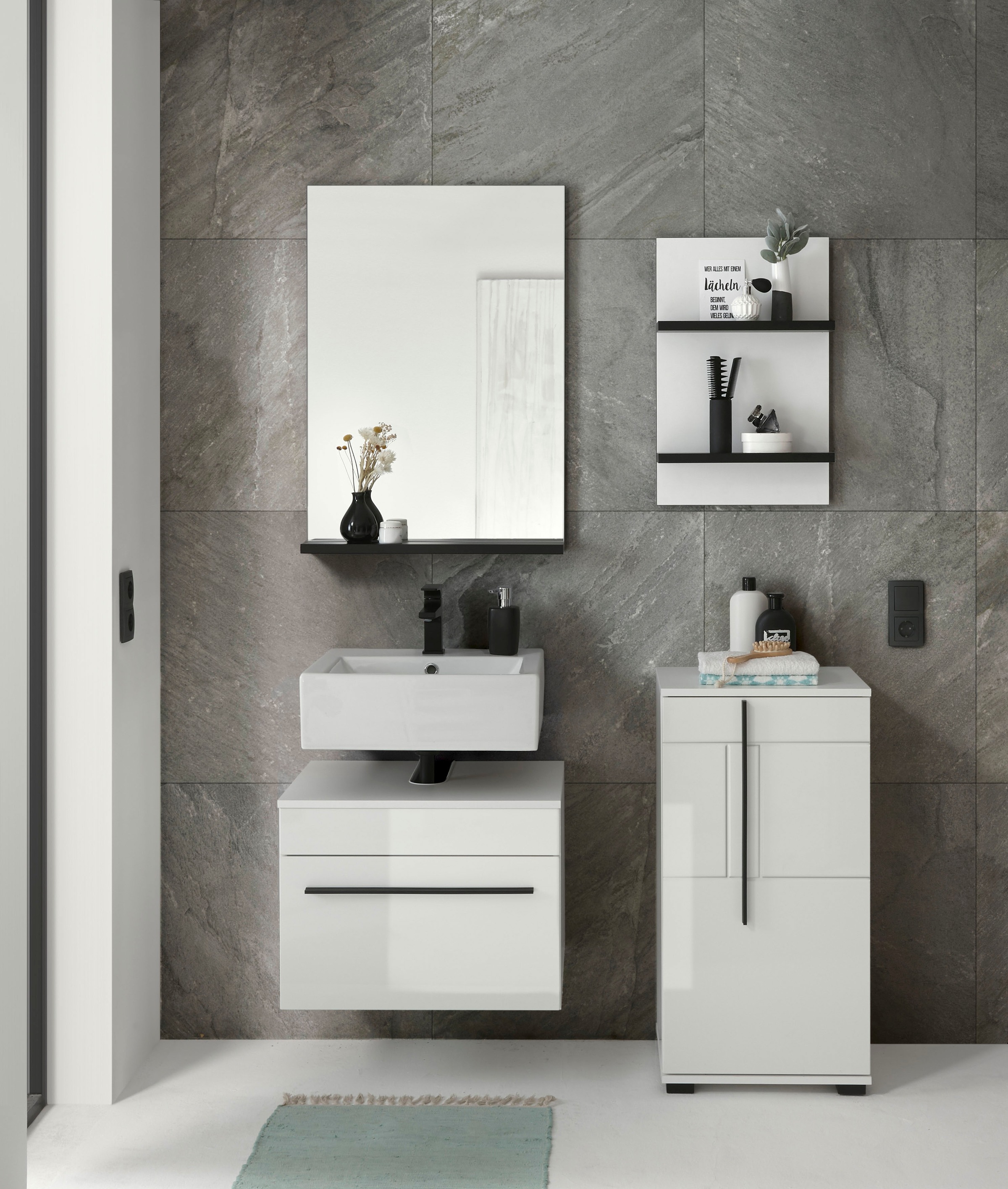 INOSIGN Wandregal »Cantara, Badregal in Hochglanz Weiss, Wandboard im modernen Design«, ausreichend Stauraum