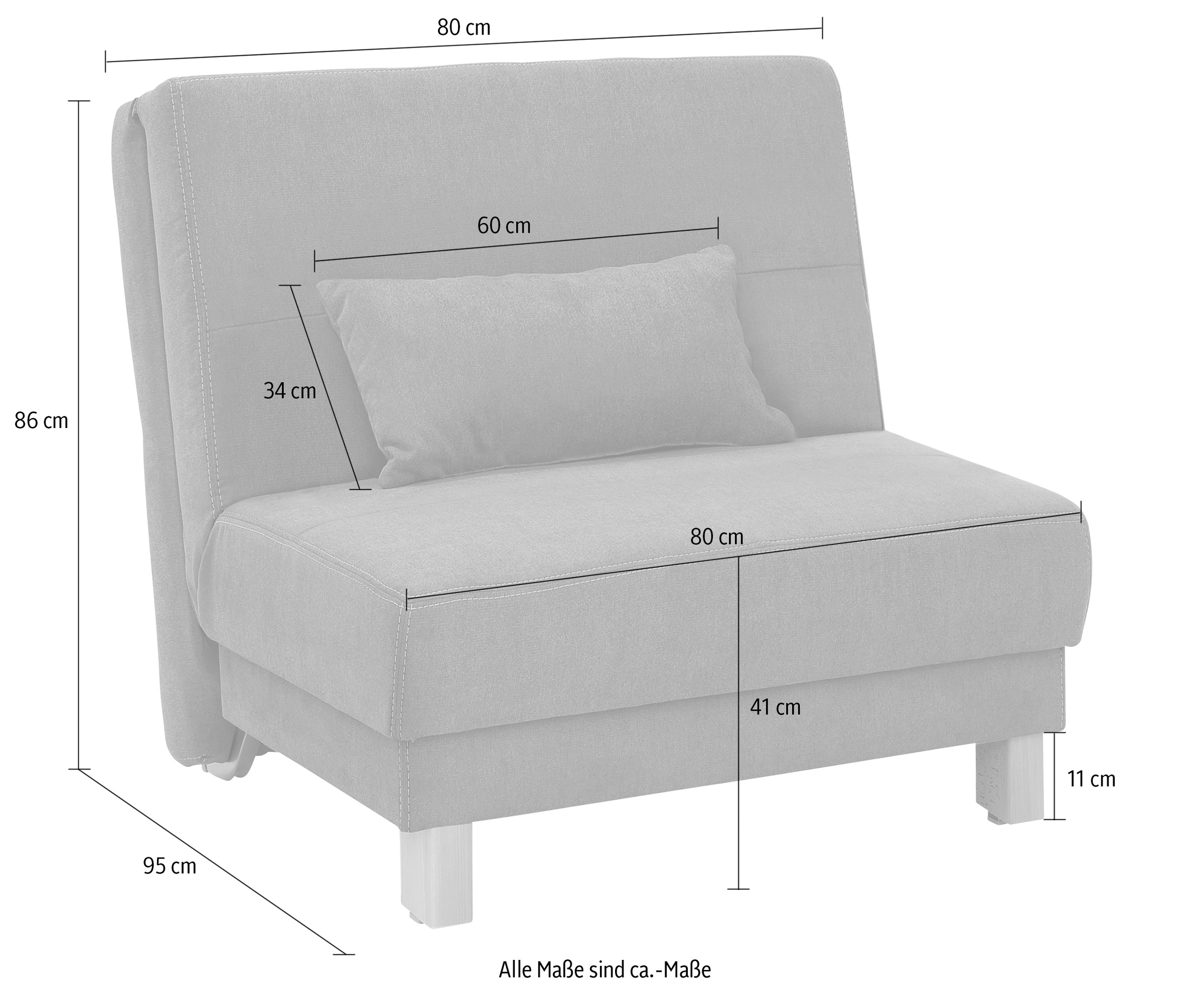 Home affaire Schlafsofa »Gina«, vom Sofa zum Bett mit einem Handgriff, in 4 Breiten, Nierenkissen