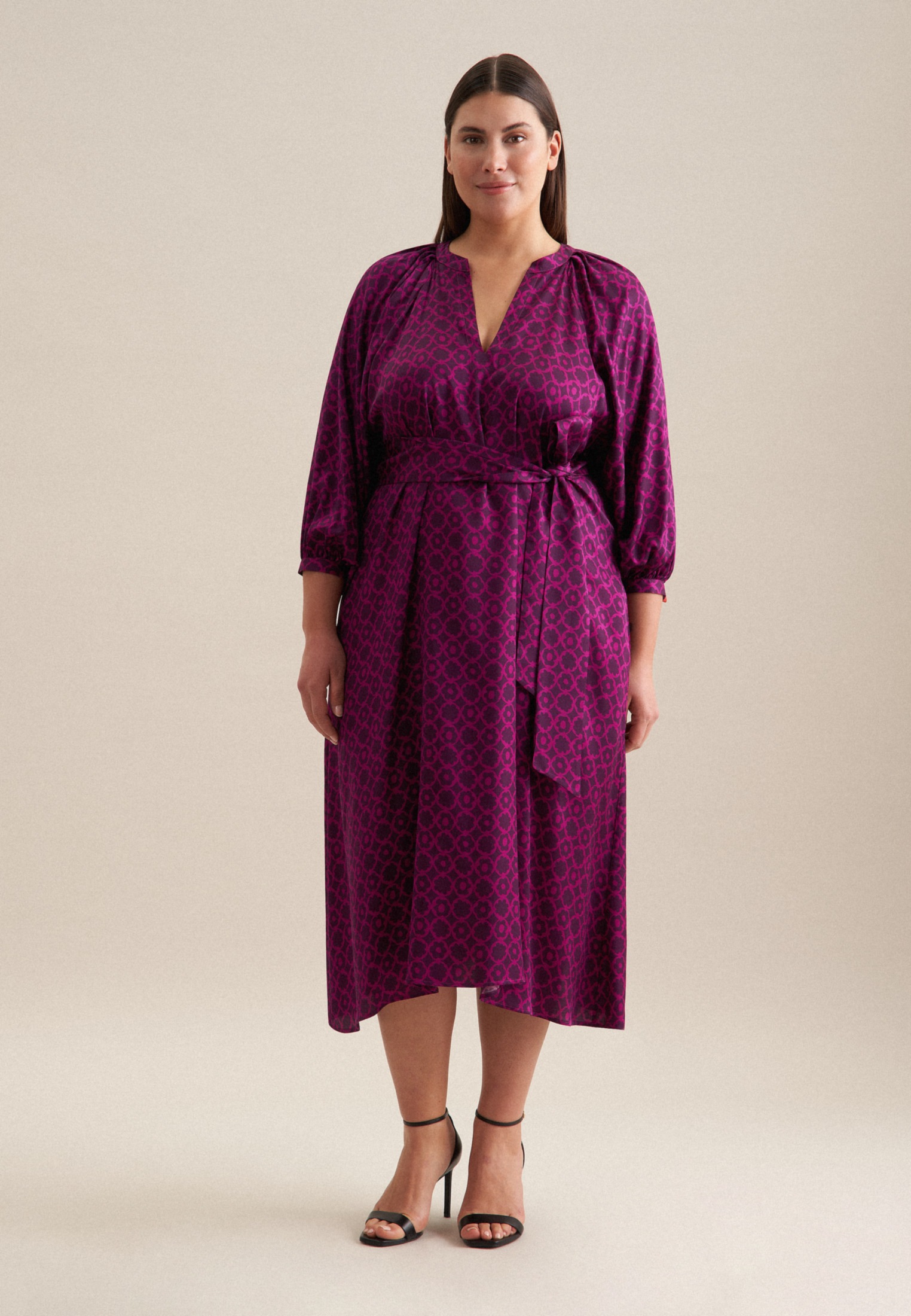 seidensticker Sommerkleid »Schwarze Rose« 3/4-Arm Rundhals Druck