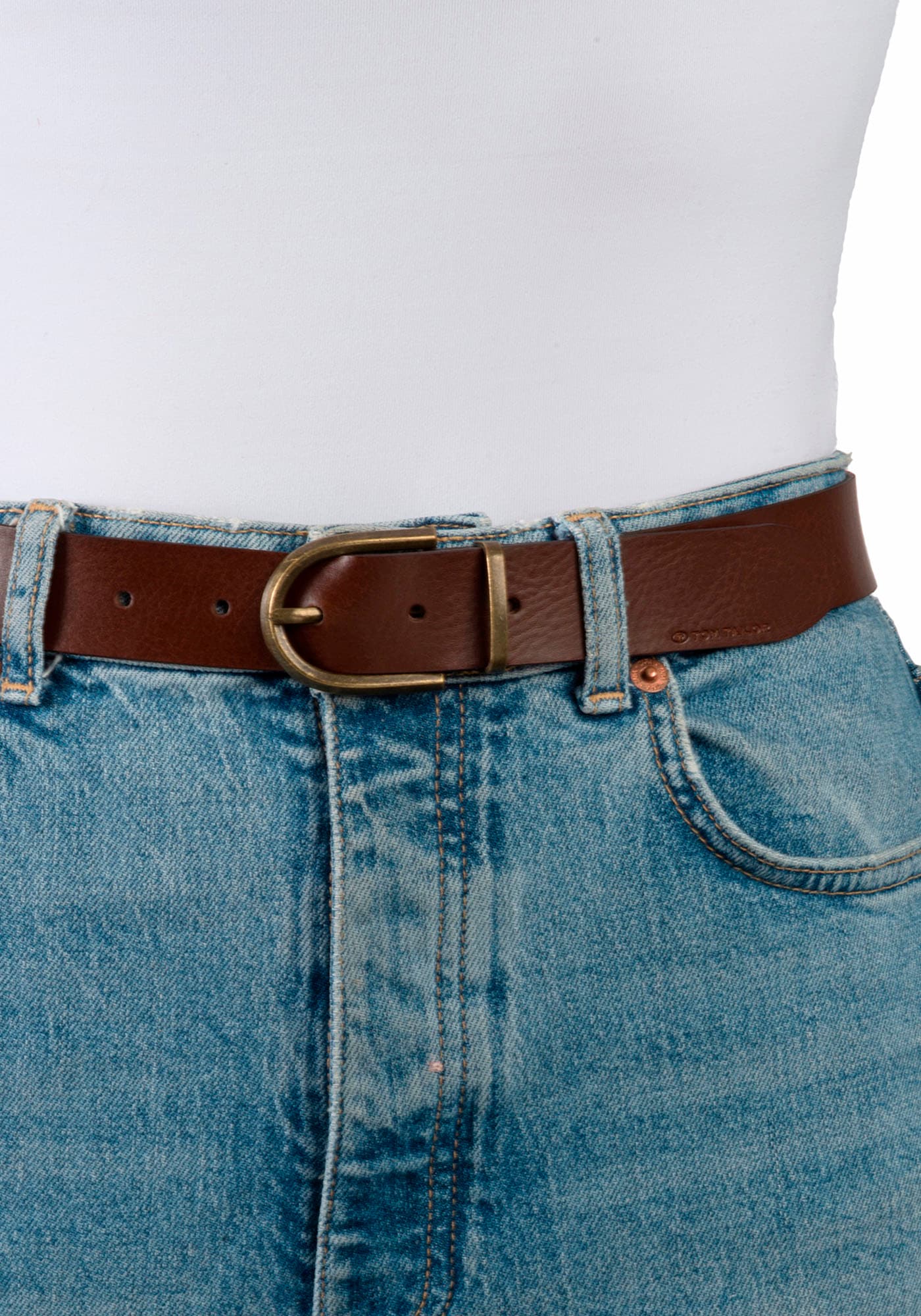 TOM TAILOR Ledergürtel »TTSYLKE«, 3 cm breiter Damengürtel, Schliesse im Vintage-Look, reines Leder