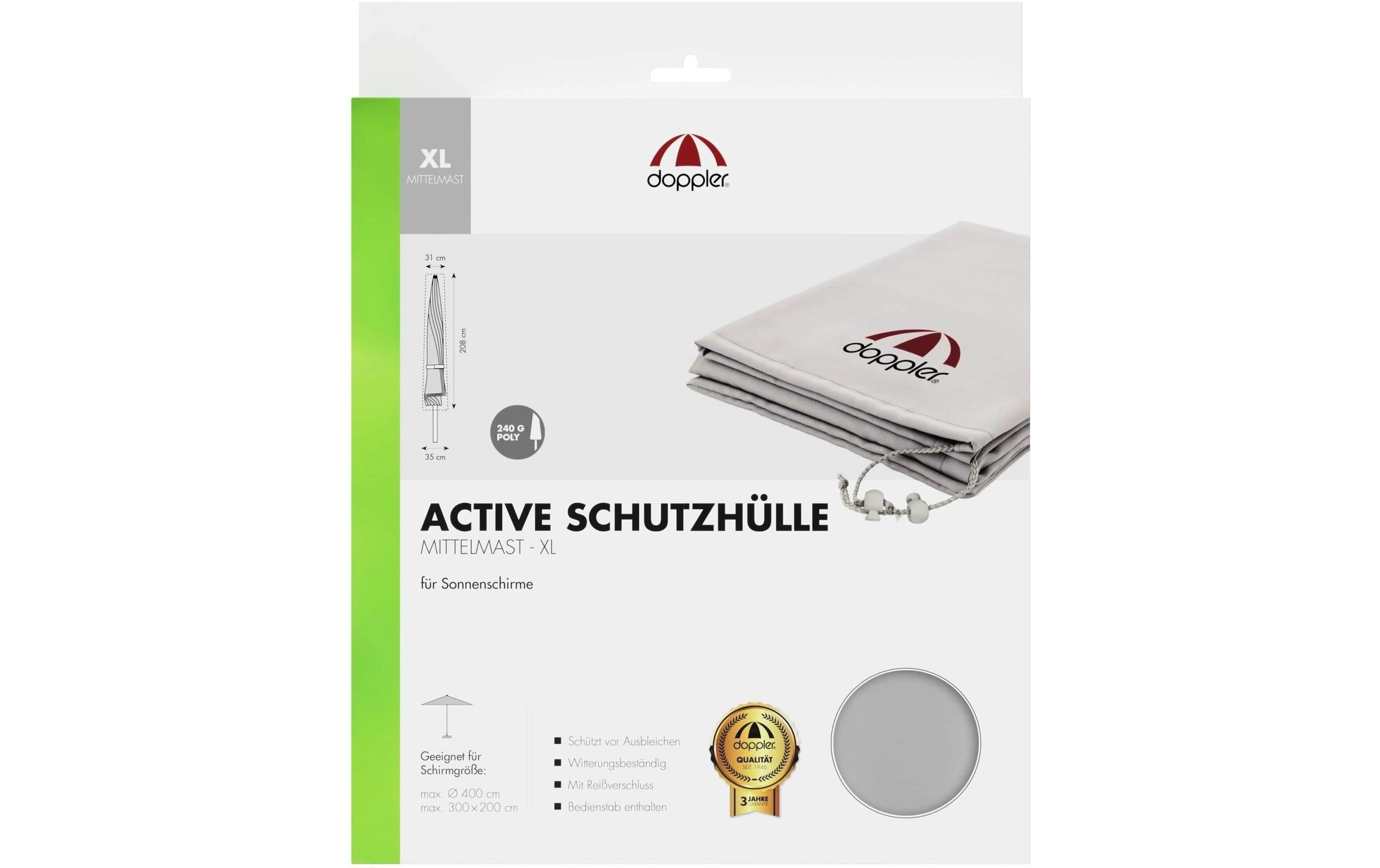 doppler Schutzhülle "ACTIVE" mit RV bis 400 cm, grau