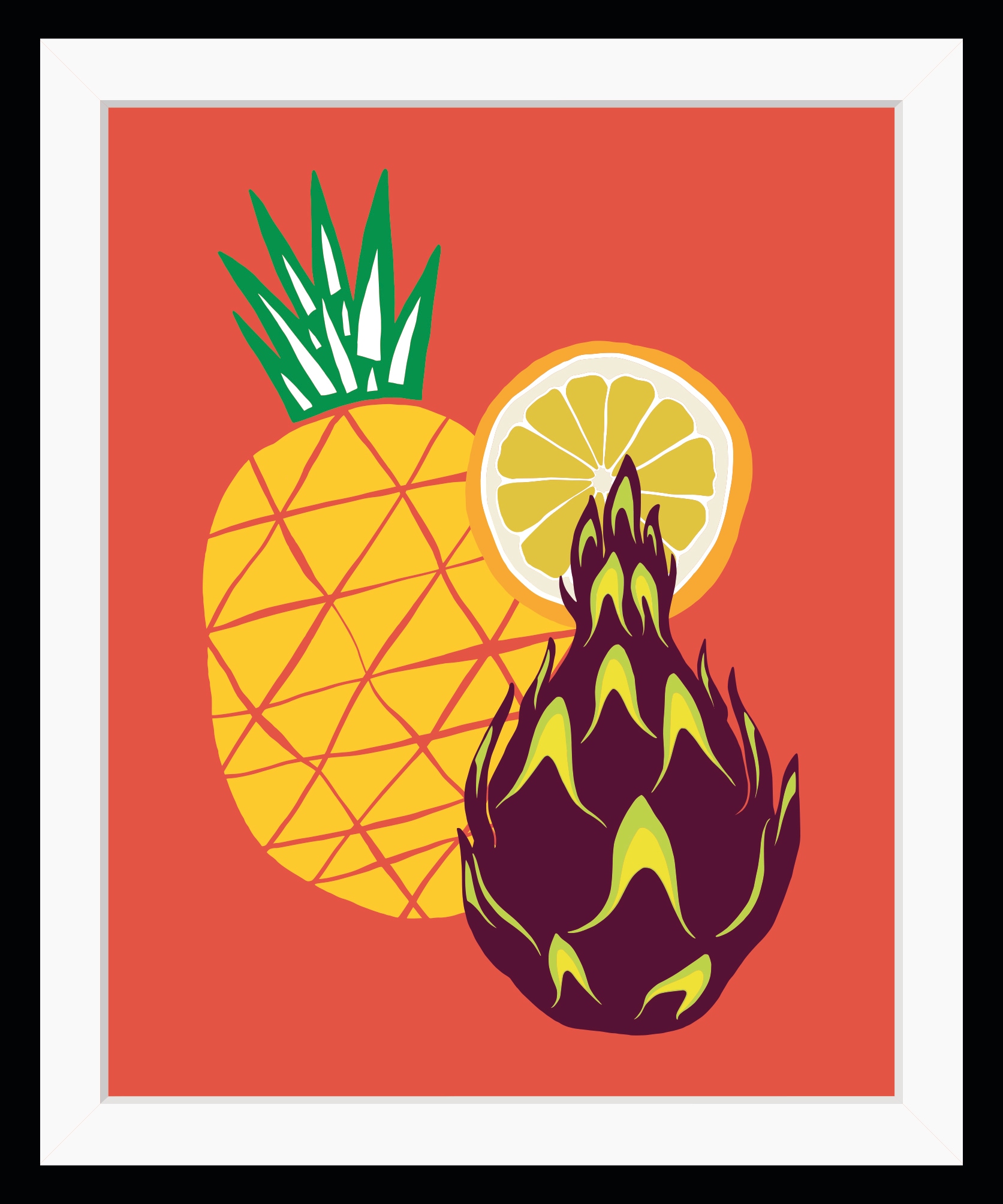 queence Bild "Carl" Ananas  Essen  Lebensmittel  Obst  Obst Bilder HD Premium Poster-Druck inkl. Holzrahmen
