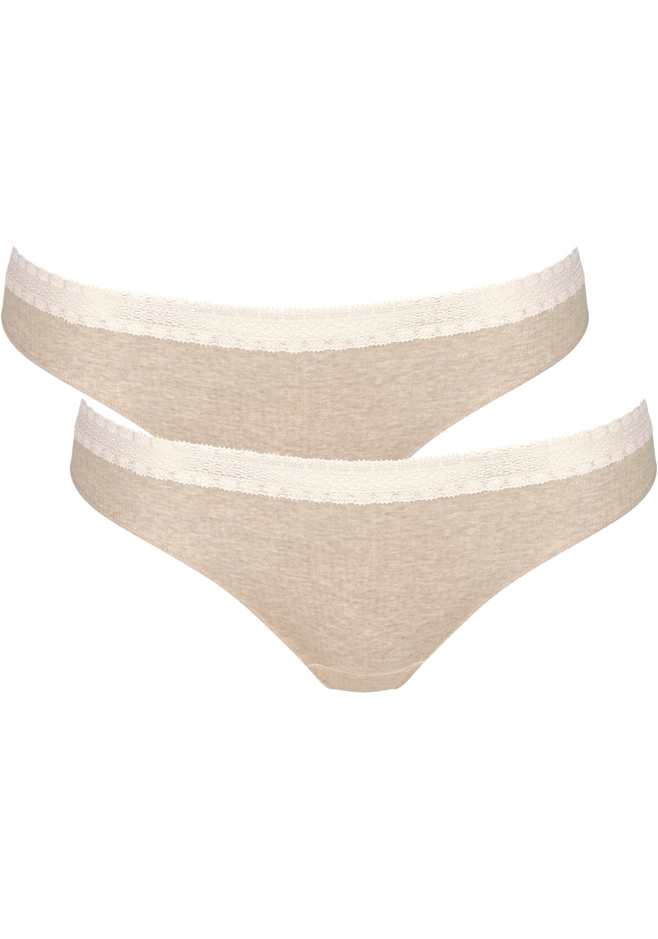 sloggi Brasilslip »GO Ribbed« 2er Pack, Feinripp, Stretch-Spitze, bequem, weich, elastisch