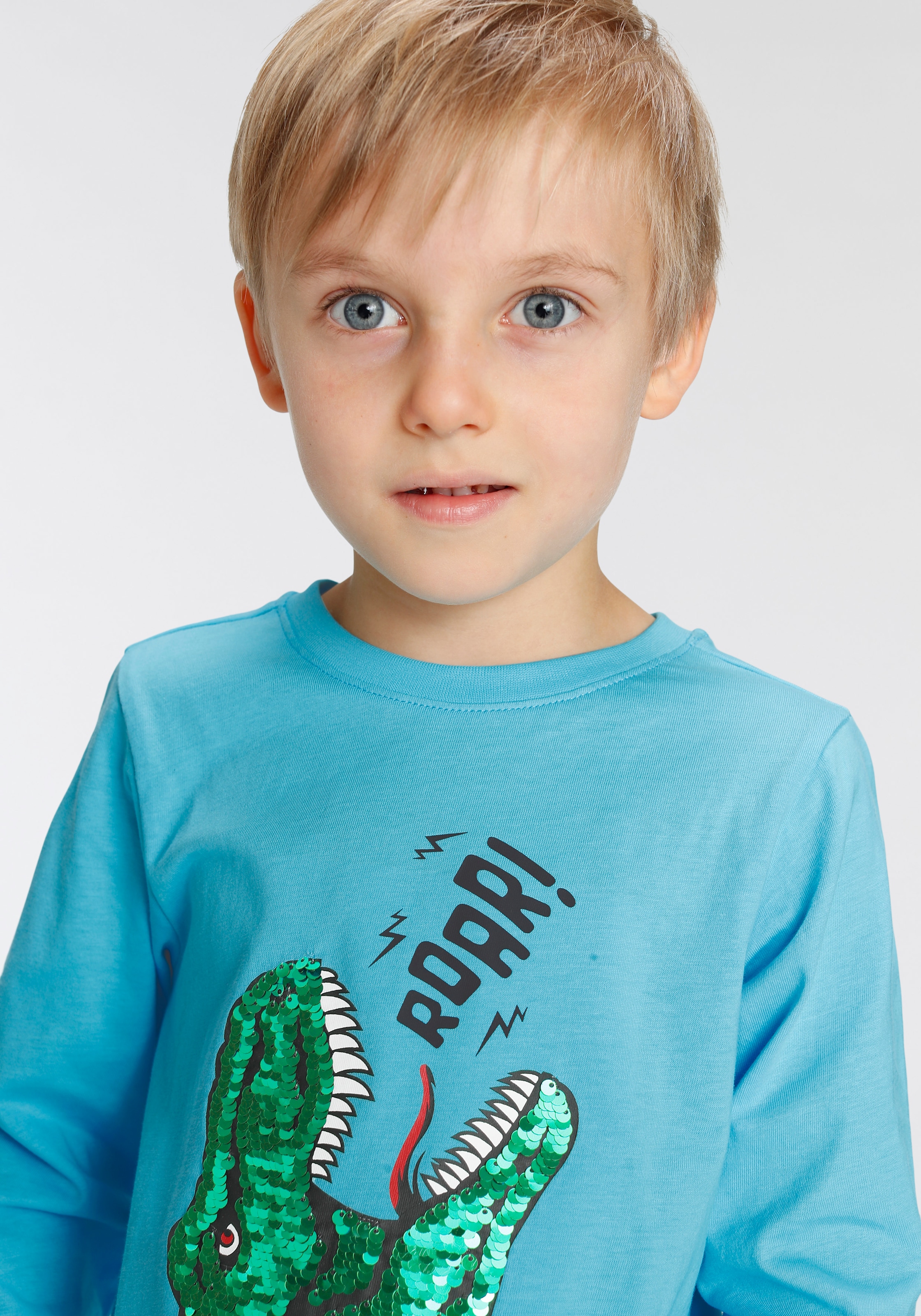 ✵ KIDSWORLD Langarmshirt »mit Wendepailletten« günstig | aus Jelmoli-Versand bestellen Dino-Motiv