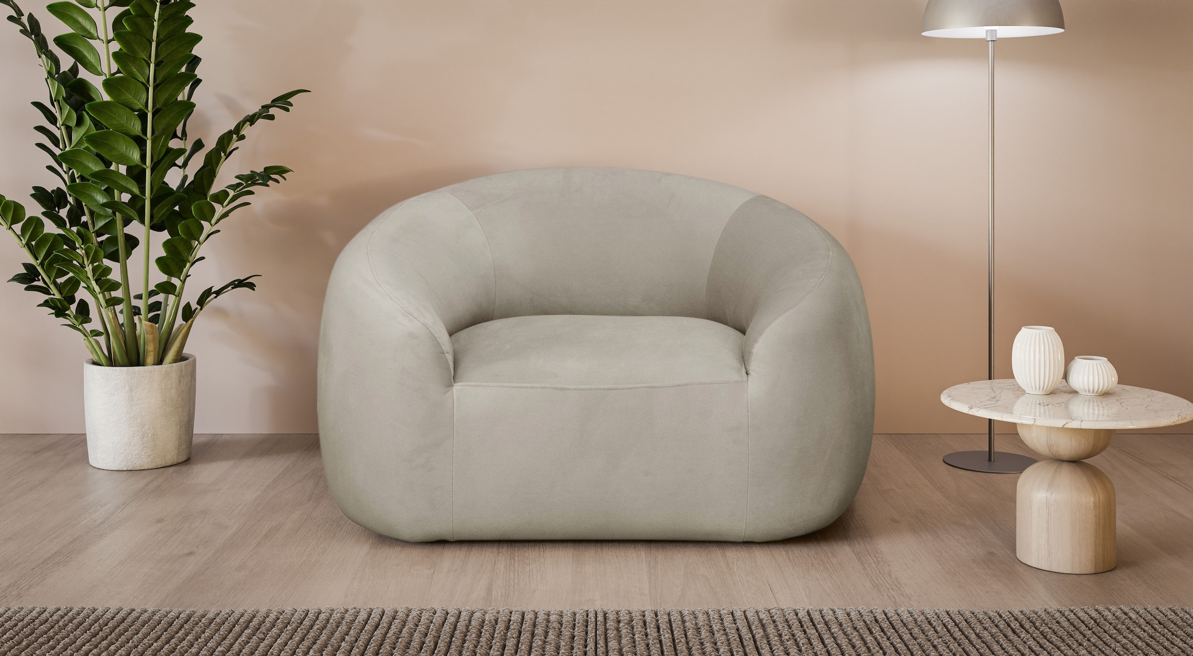 LeGer Home by Lena Gercke Sessel »YANI Relaxsessel, Loungesessel, Masse B/T/H: 127/96/76 cm«, organische Form, mit Wellenunterfederung, auch in Bouclé