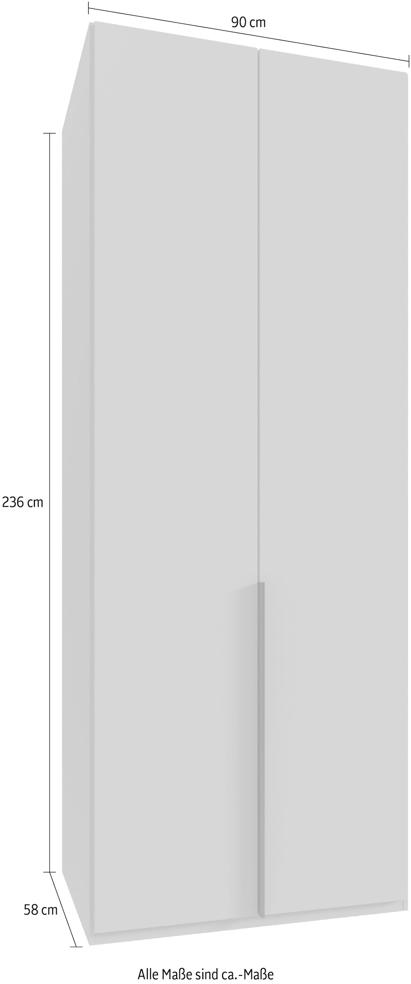 Wimex Kleiderschrank »Mugano,in 8 Breiten,3 Höhen,2 Tiefen, viele Farben, Made in Germany«, (in Basic oder Premium Ausstattung mit 2 weiteren Einlegeböden), mit langen oder kurzen Griffen aus Metall, mit oder ohne Spiegel
