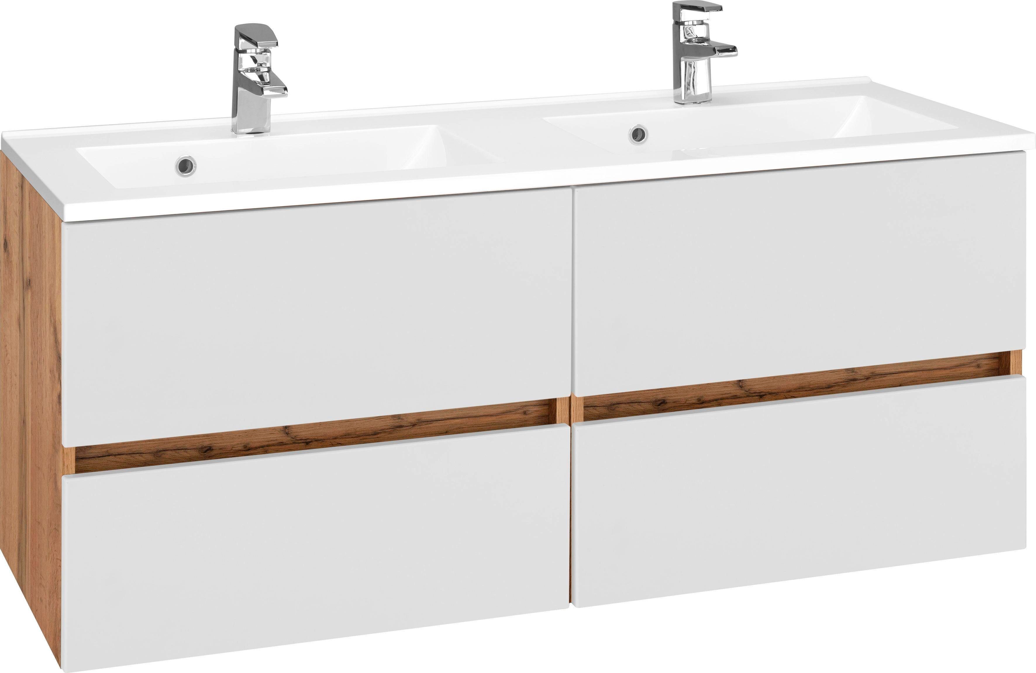 welltime Waschbeckenunterschrank "Lucca" Badmöbel, Waschtisch inkl. Waschbecken, Breite 120 cm