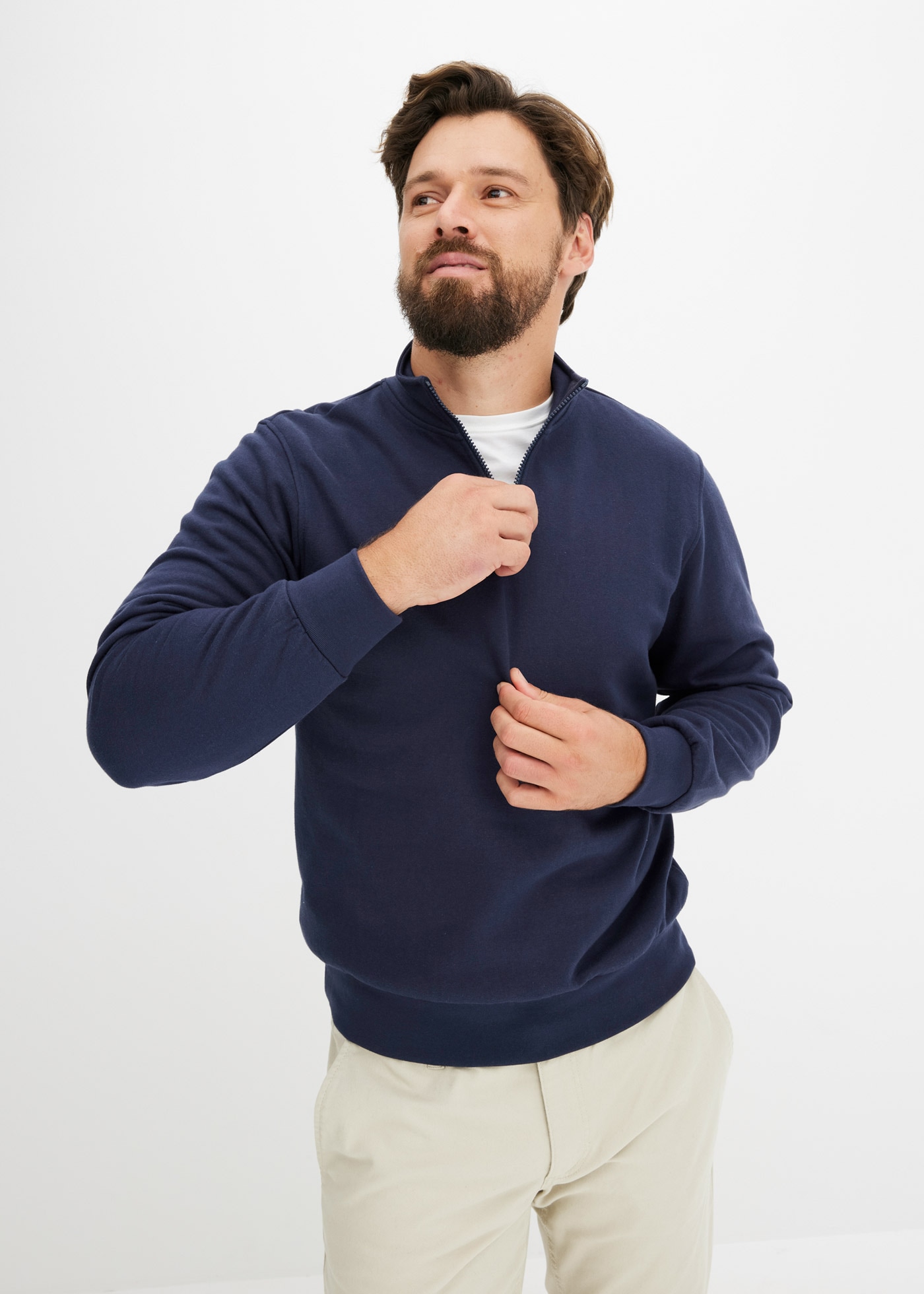 bonprix Sweatshirt »Sweatshirt mit Troyerkragen«, mit Troyerkragen und Reissverschluss