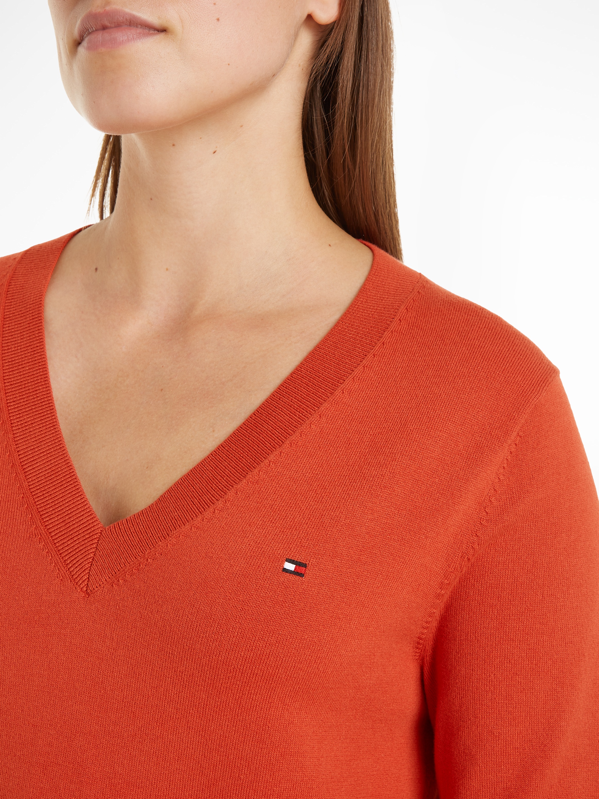 Tommy Hilfiger V-Ausschnitt-Pullover, mit Logo-Stickerei