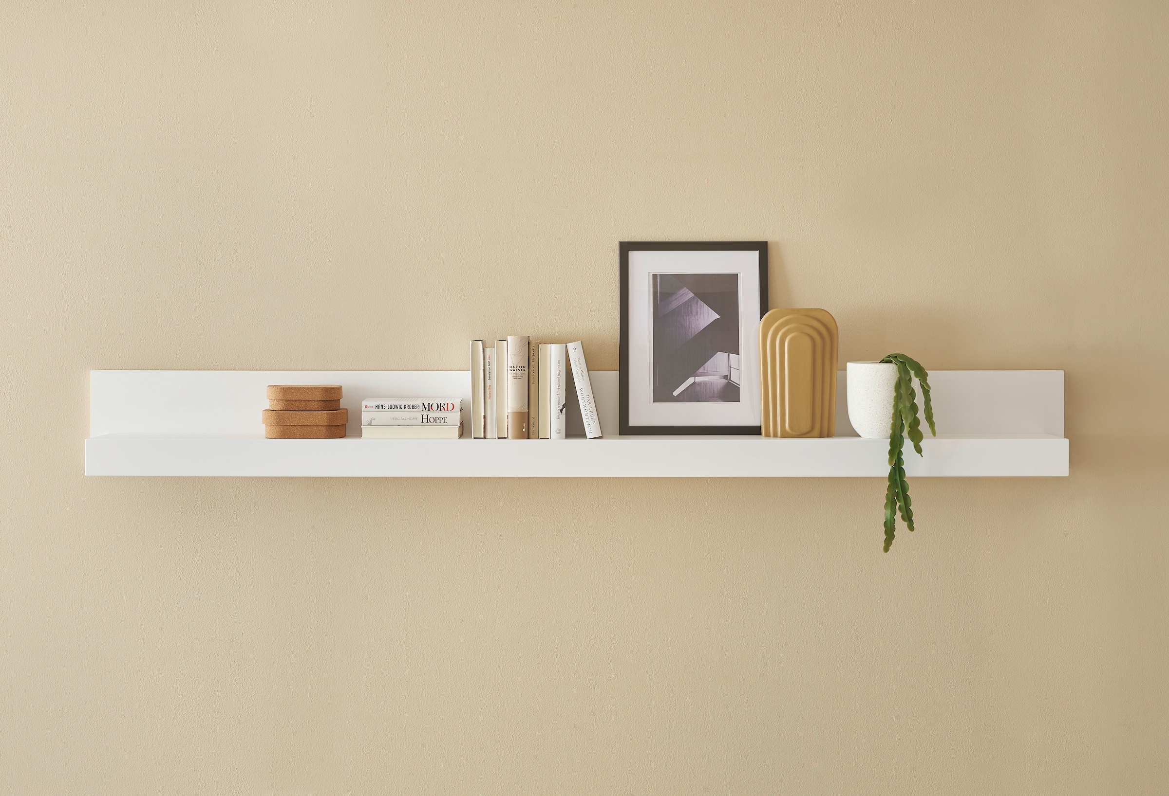 INOSIGN Wandboard »Chester, modernes, zeitloses Wandregal, Wandhalter mit Stauraum«, (1 St.), vielseitig einsetzbares Hängeregel, 217 cm breit, Weiss Matt
